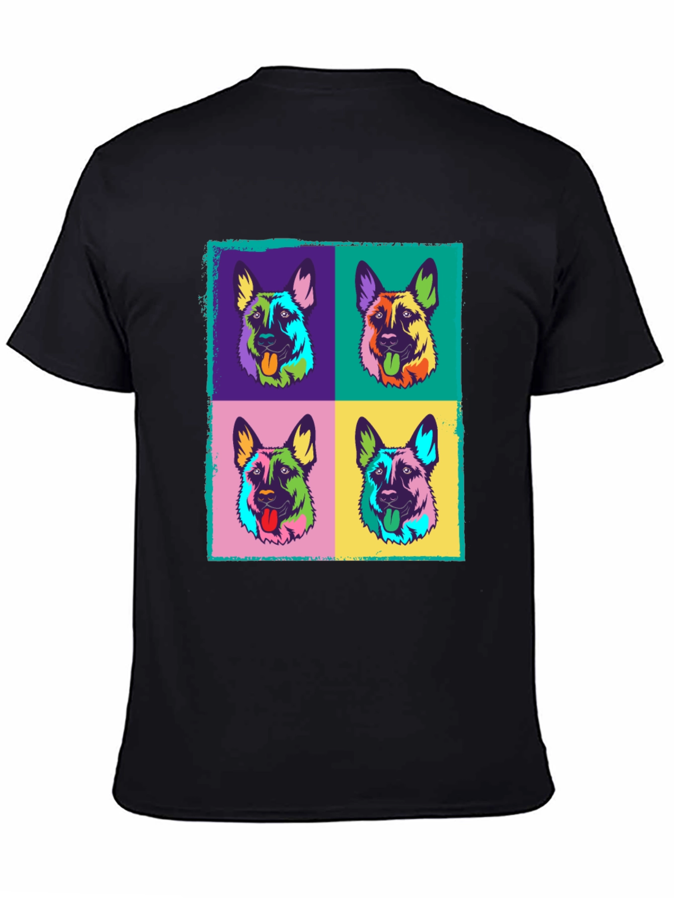 Black Pop Art Dog Print T-Shirt view 4