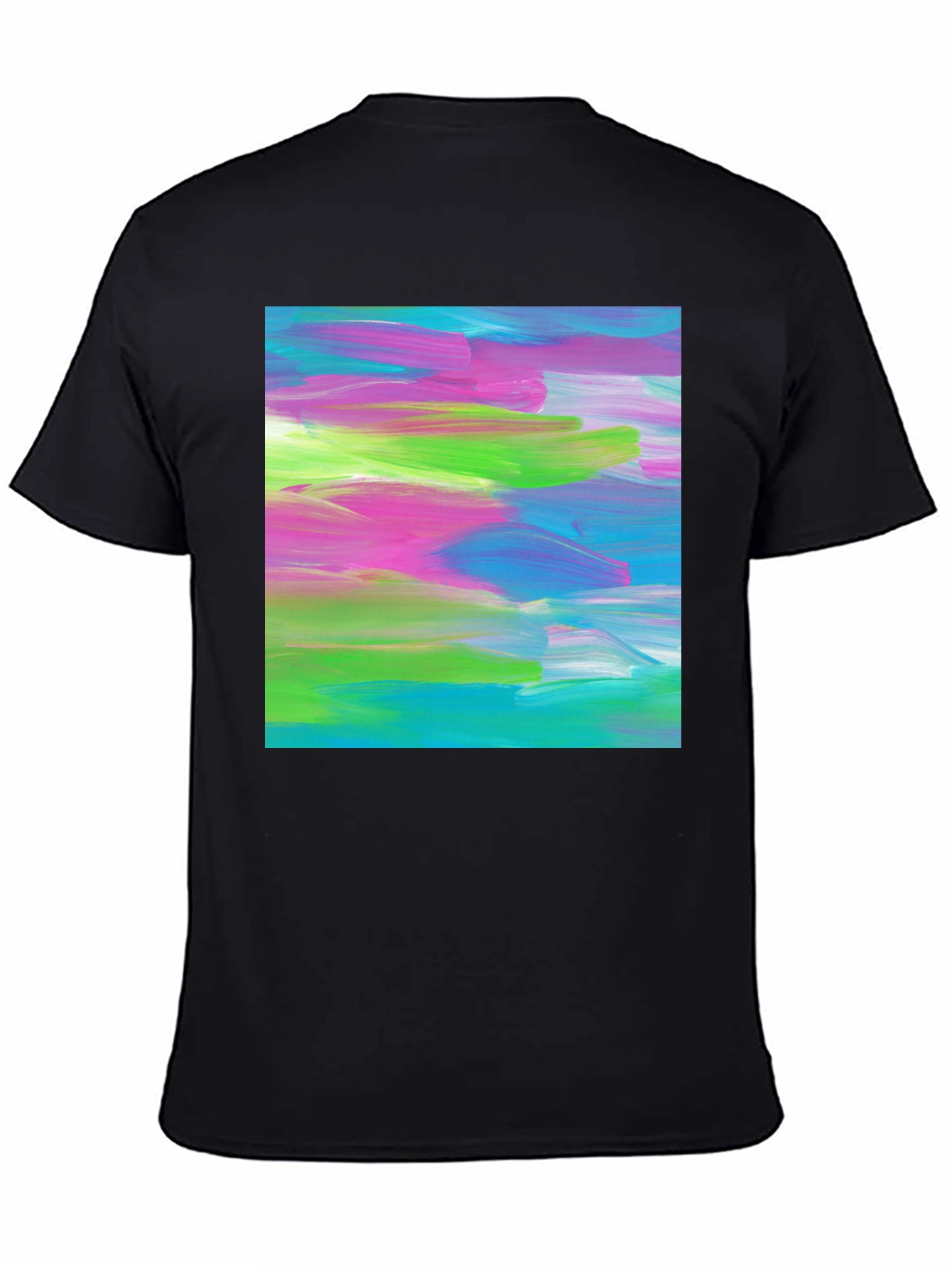 Black Abstract Art Graphic Tee - Modern Brushstroke T-Shirt view 4