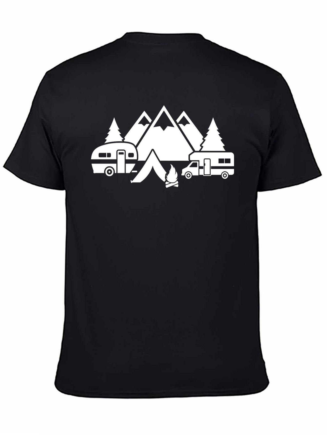 Black Camping Adventure Graphic Tee - Black Cotton T-Shirt view 4