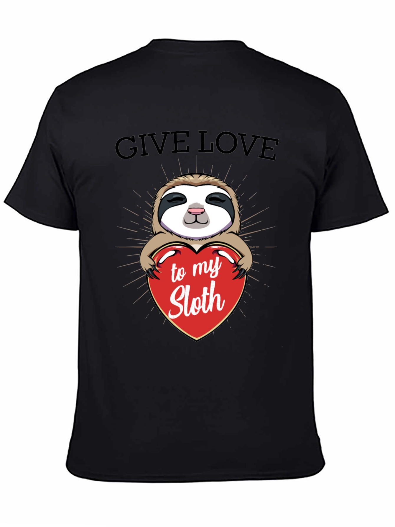Black Give Love to My Sloth Graphic T-Shirt view 4