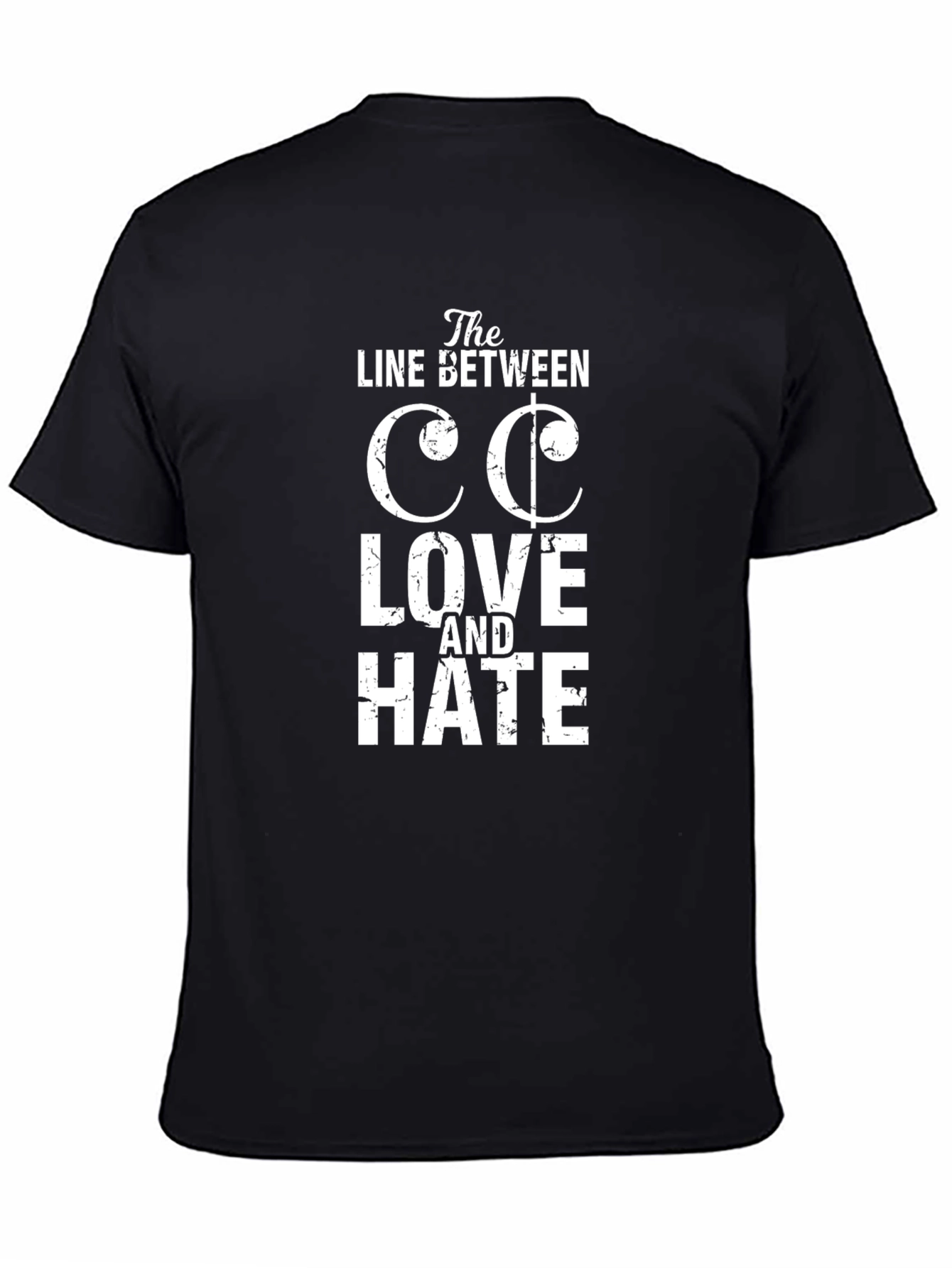 Black Love & Hate T-Shirt - Black Cotton Tee view 4