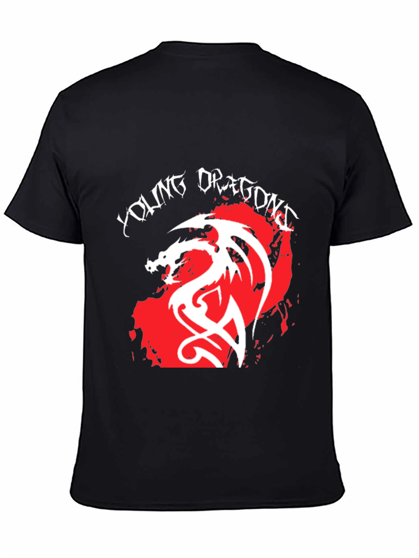Black Young Dragons Graphic Tee - Black Cotton Blend T-Shirt view 4