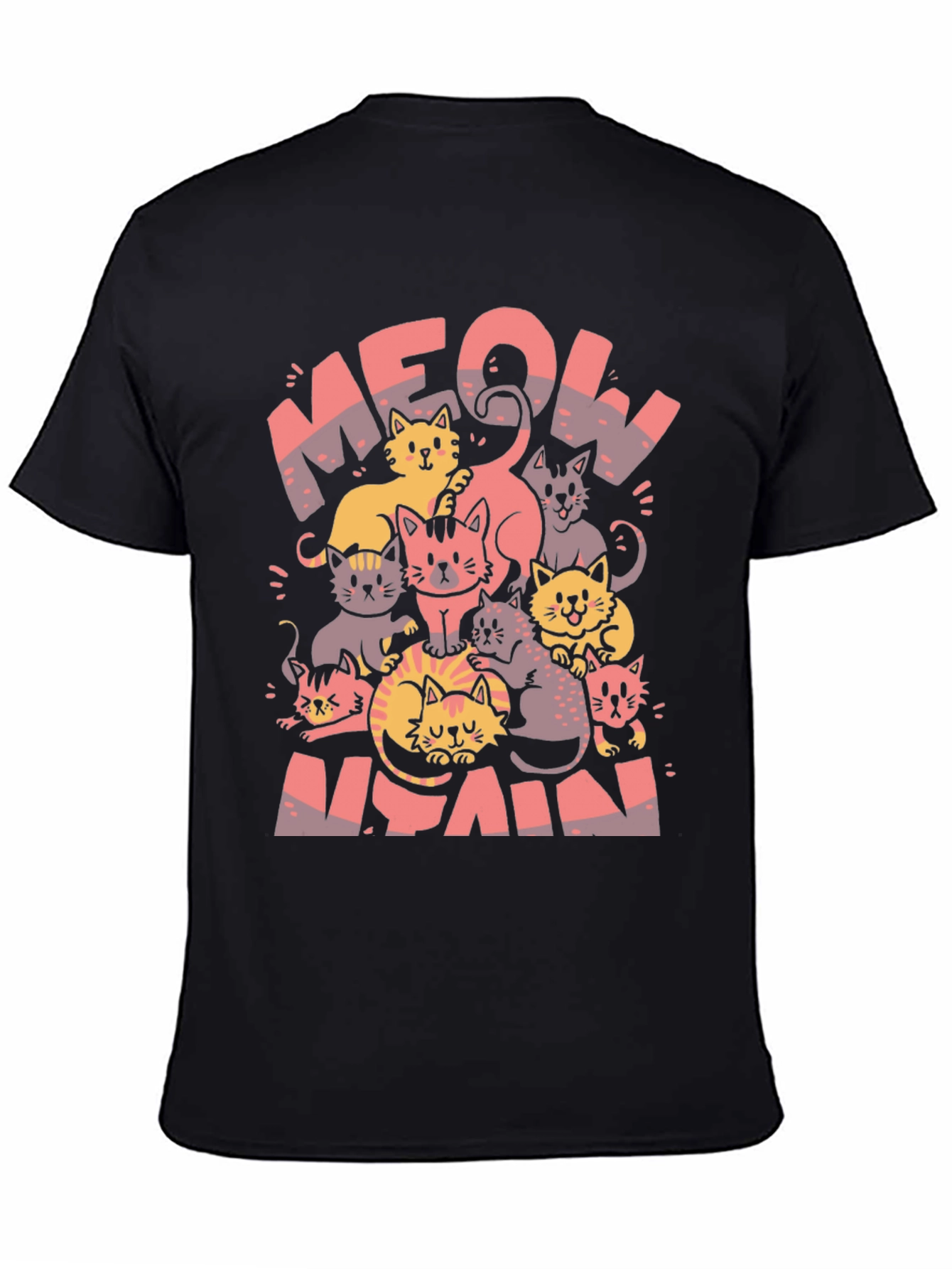 Black Meow Again T-Shirt - Cute Cat Lover Tee view 4
