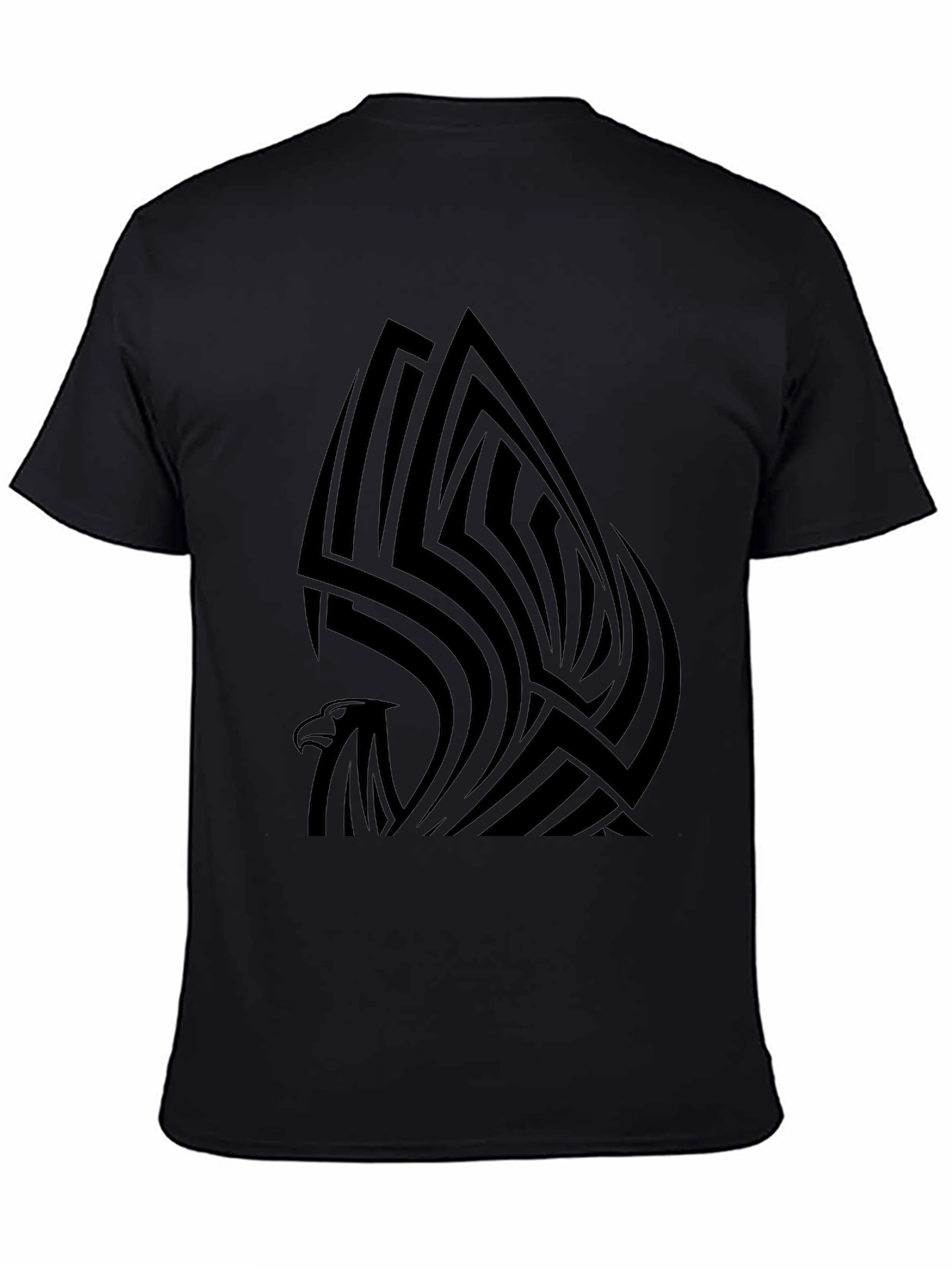 Black Tribal Eagle Graphic Tee - Stylish Men's Black T-Shirt view 4