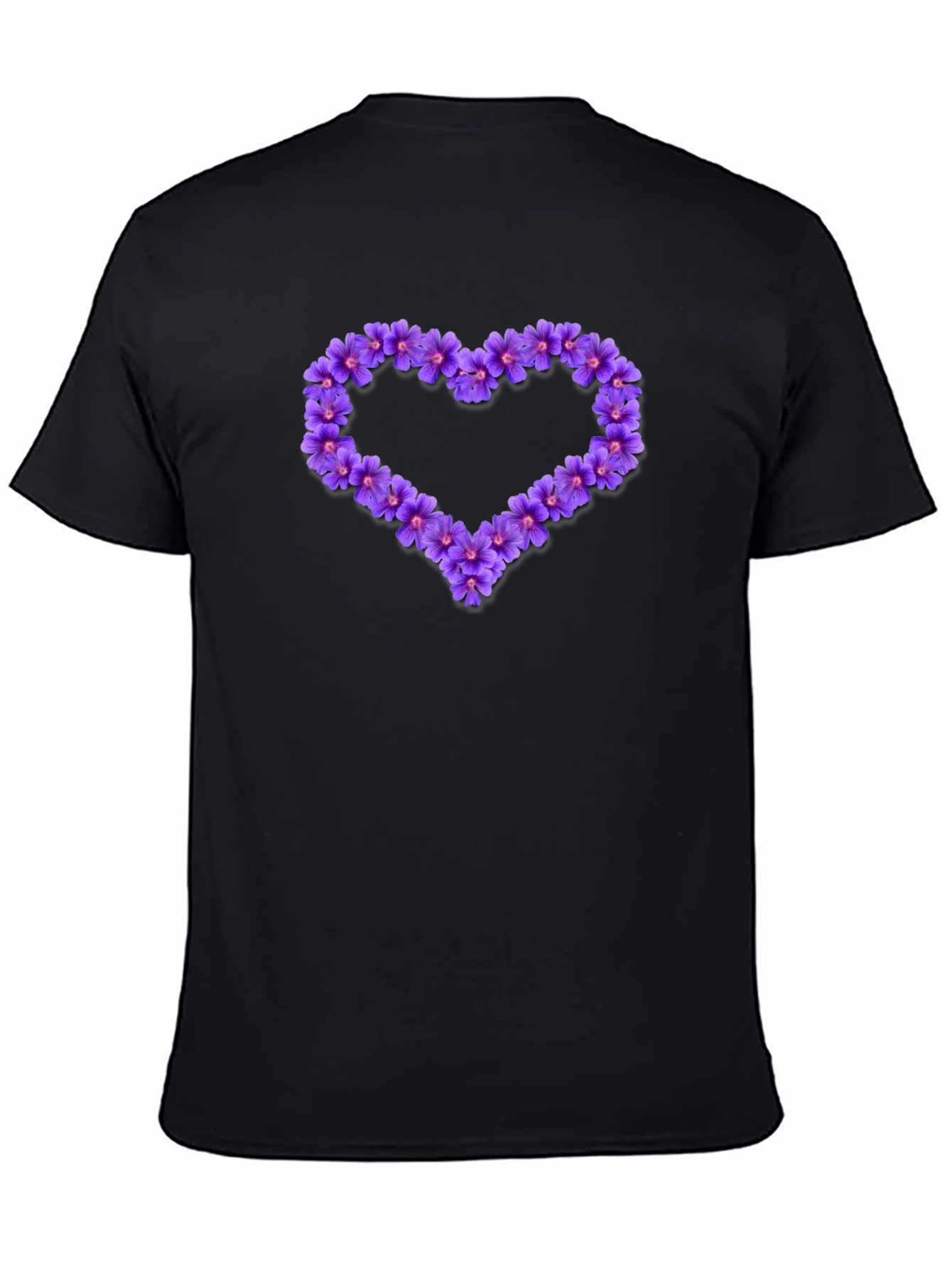 Black Floral Heart Graphic Tee - Stylish Men's Black T-Shirt view 4