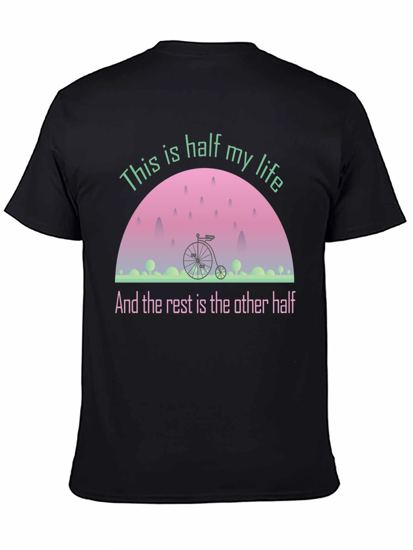 Black Half My Life Bicycle Graphic Tee - Black Cotton Blend view 4