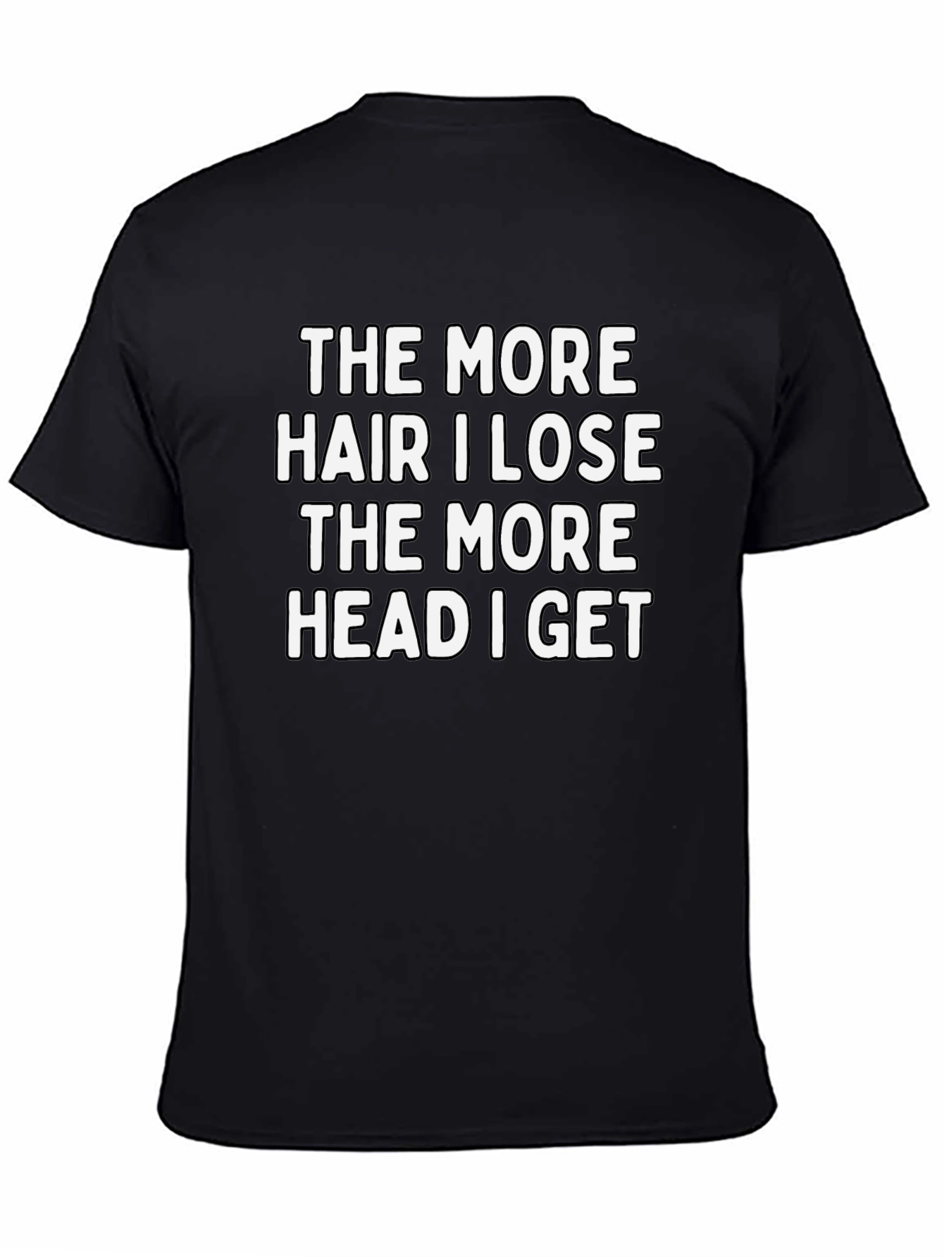 Black Funny Bald Humor Graphic T-Shirt view 4