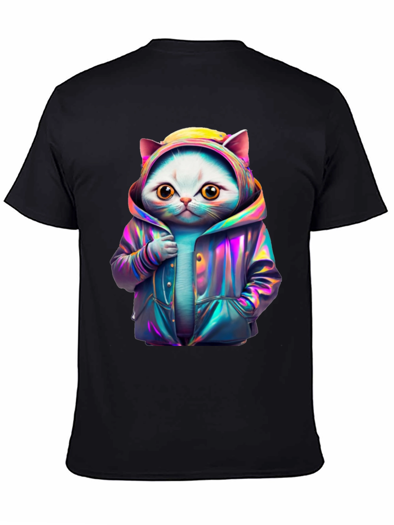 Black Cool Cat Hoodie Graphic Tee view 4