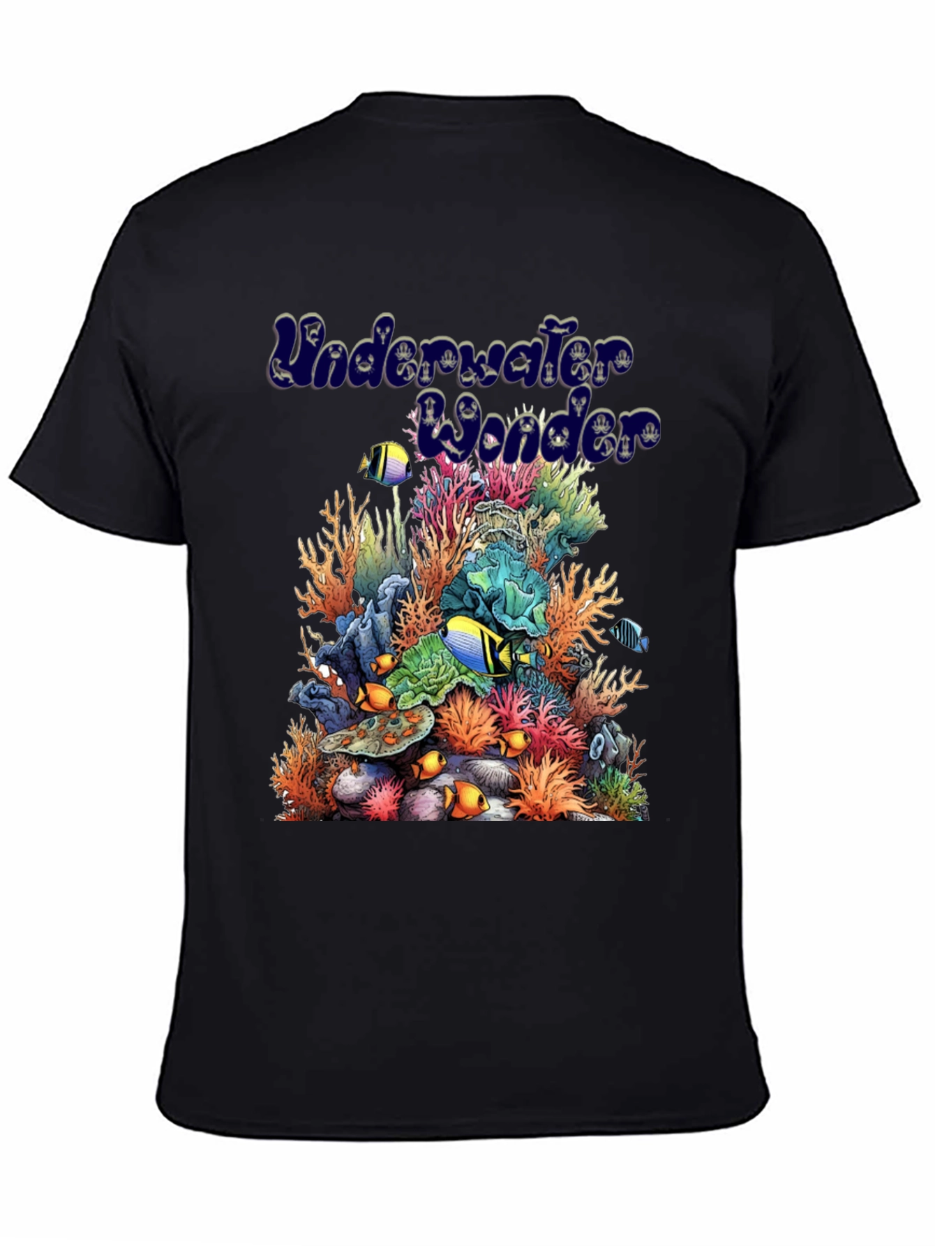 Black Underwater Wonder Graphic Tee - Black Cotton Casual Shirt view 4