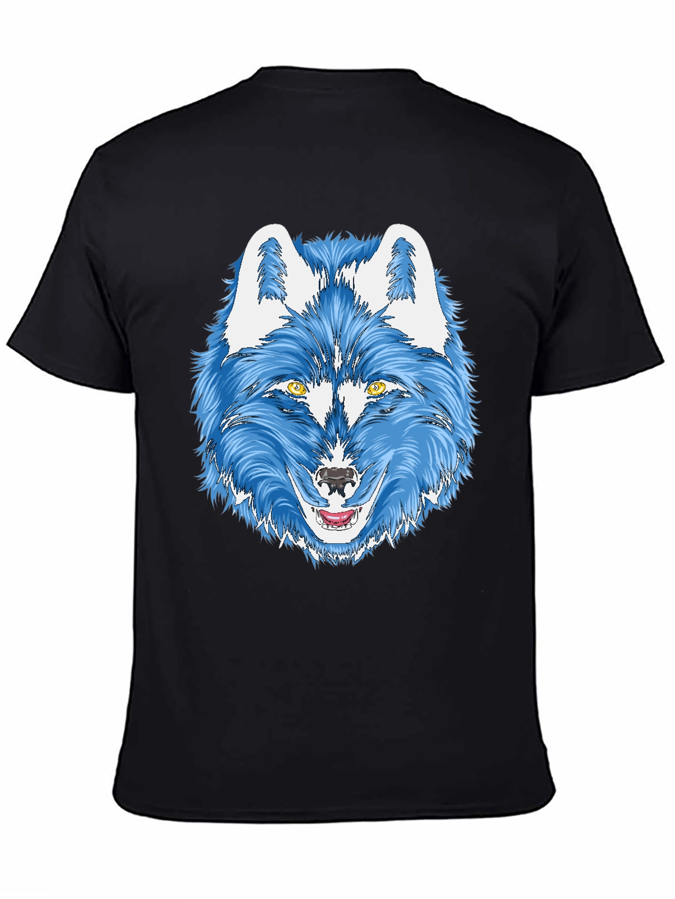 Black Blue Wolf Graphic Tee - Men's Black T-Shirt view 4