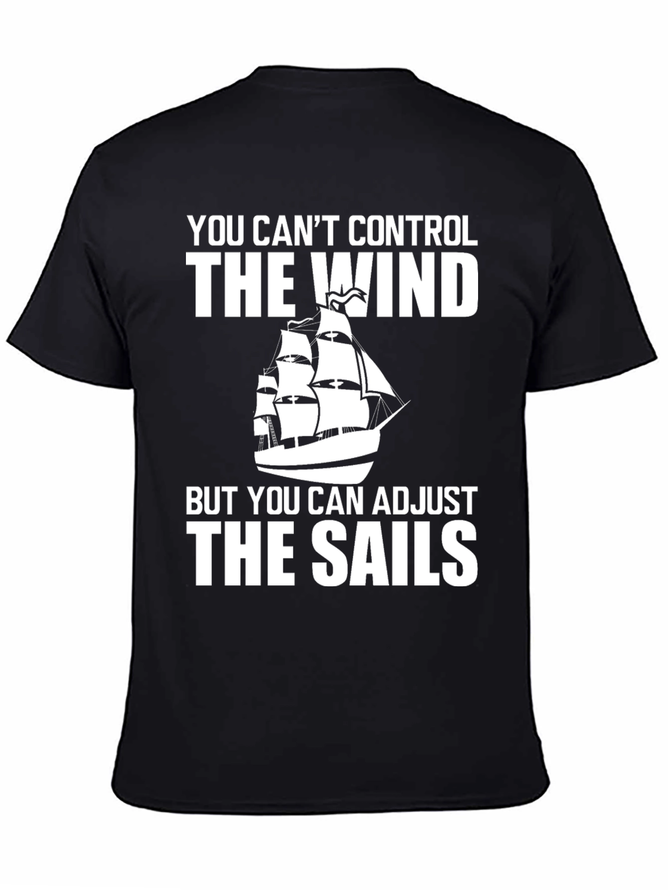 Black Nautical T-Shirt: Adjust the Sails Tee view 4
