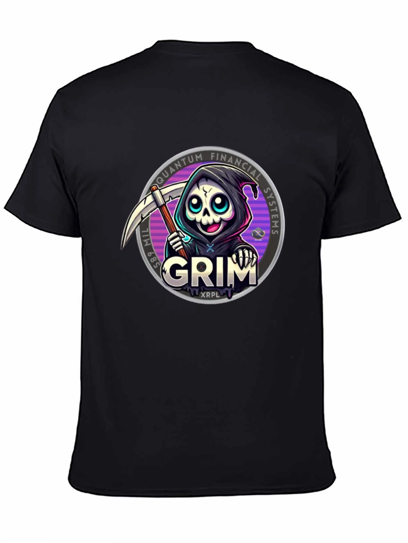 Black Grim Reaper Crypto T-Shirt - Quantum Financial Systems view 4