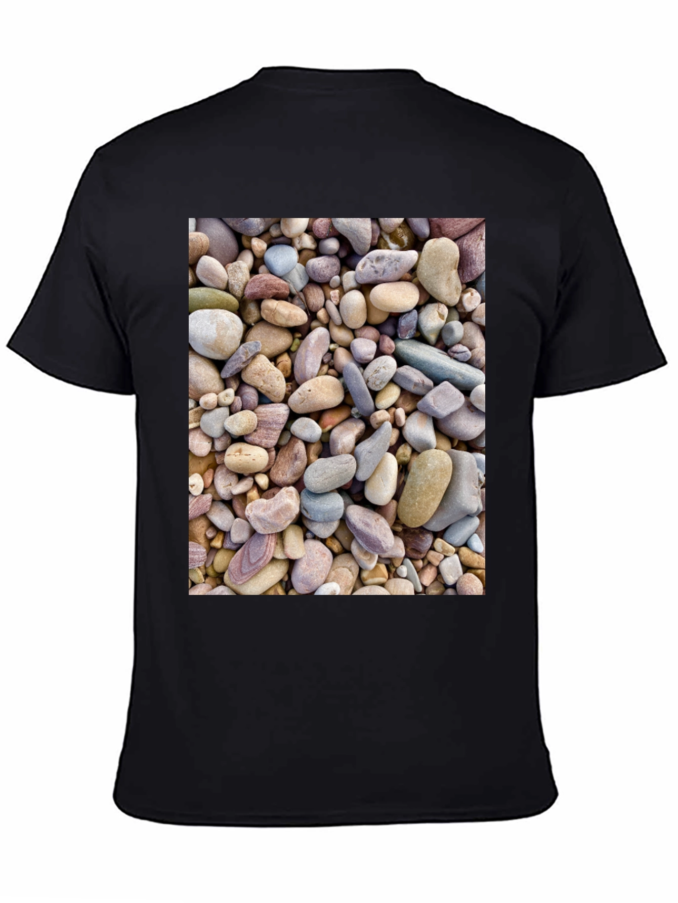 Black Rocky Beach T-Shirt - Coastal Stone Design view 4