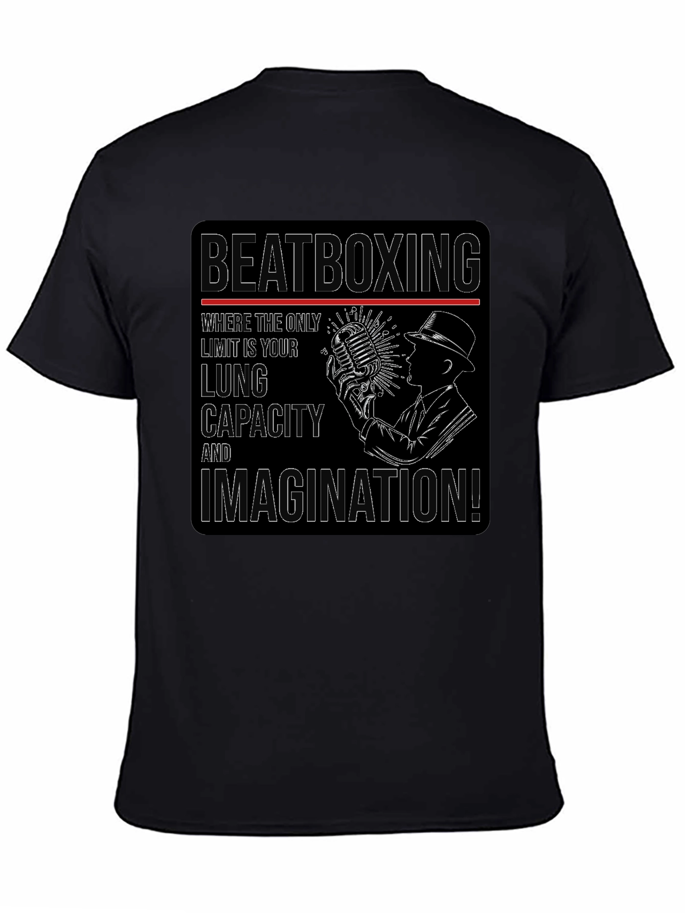 Black Beatboxing Lung Capacity Imagination T-Shirt view 4