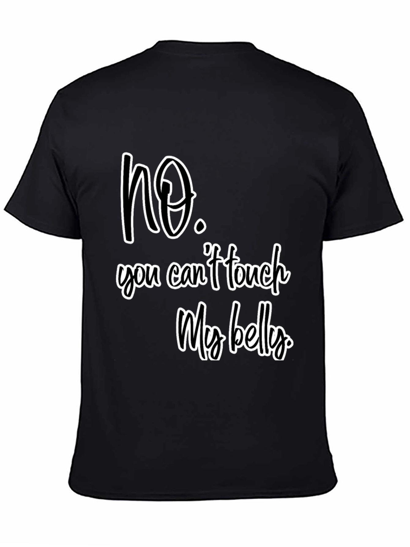 Black No Touch My Belly Graphic Tee - Unisex view 4