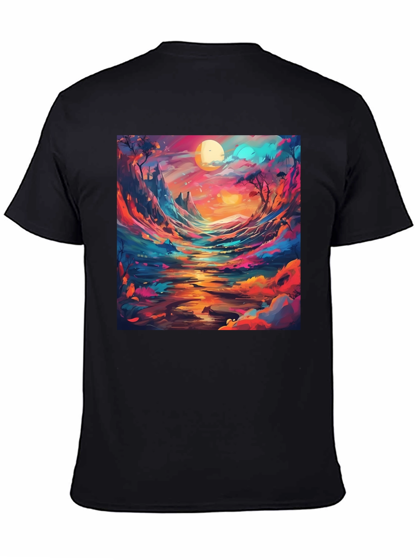 Black Artistic Landscape Graphic T-Shirt view 4