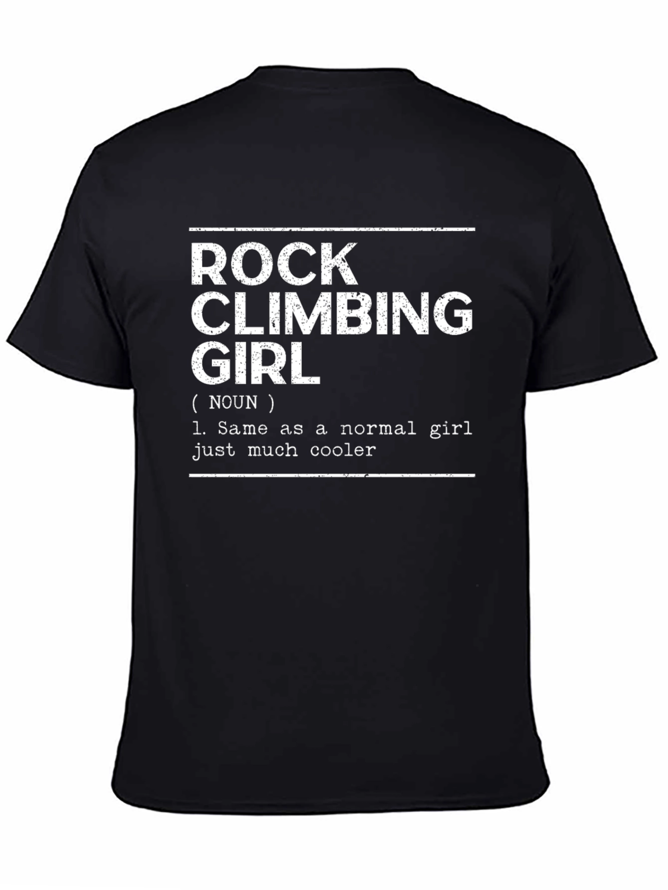 Black Rock Climbing Girl Definition T-Shirt - Cool Climber Tee view 4