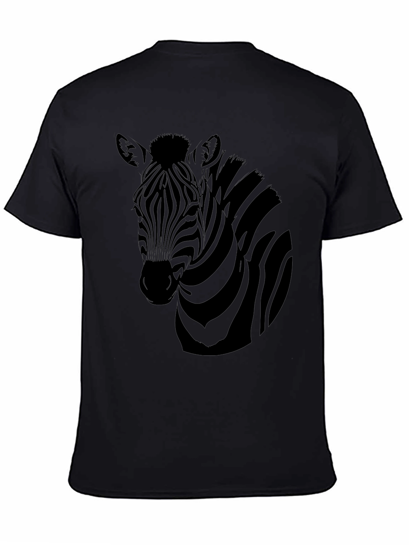 Black Zebra Graphic Print Men's Black T-Shirt view 4