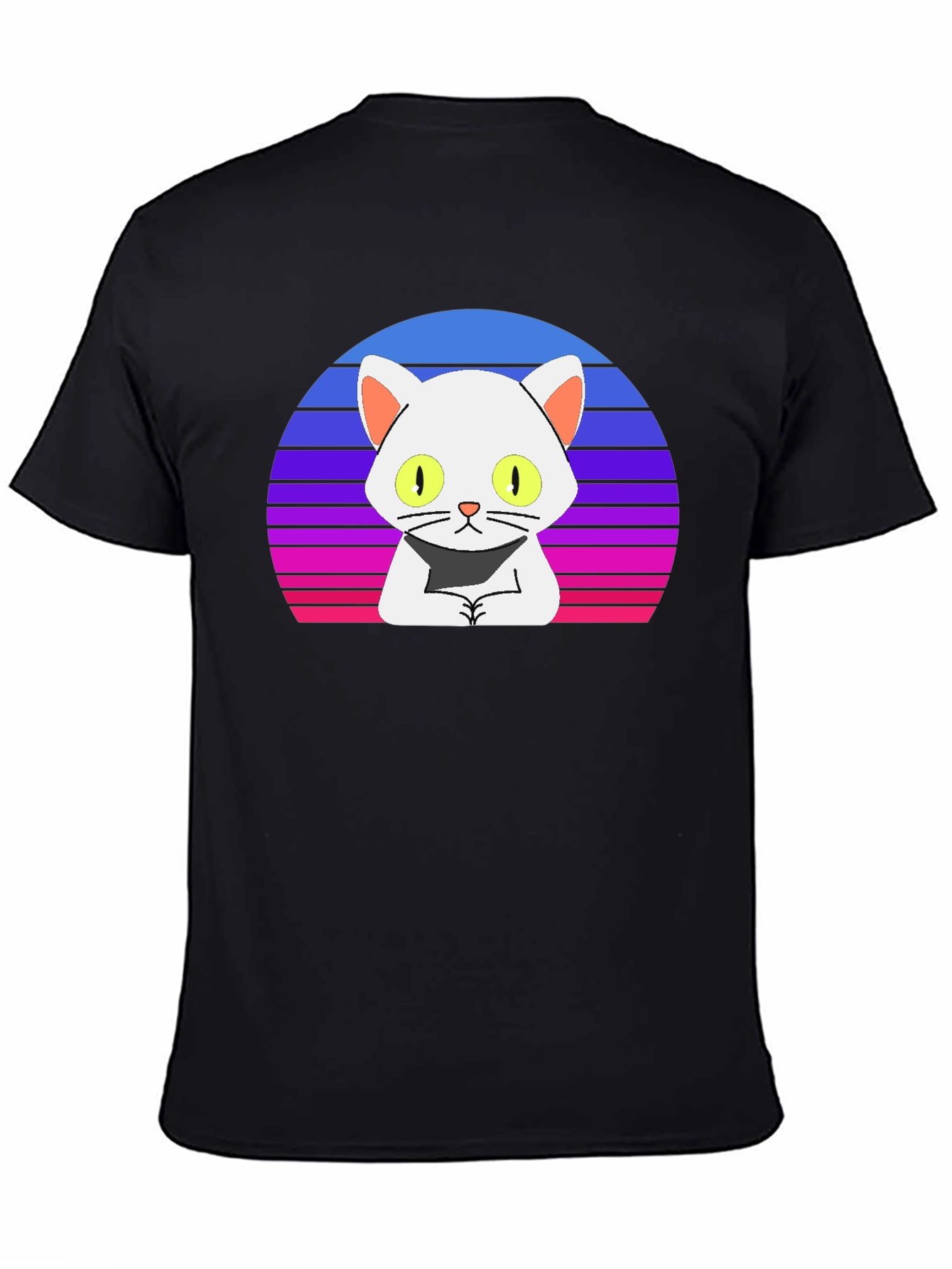Black Retro Cat T-Shirt - Cool Cartoon Design view 4