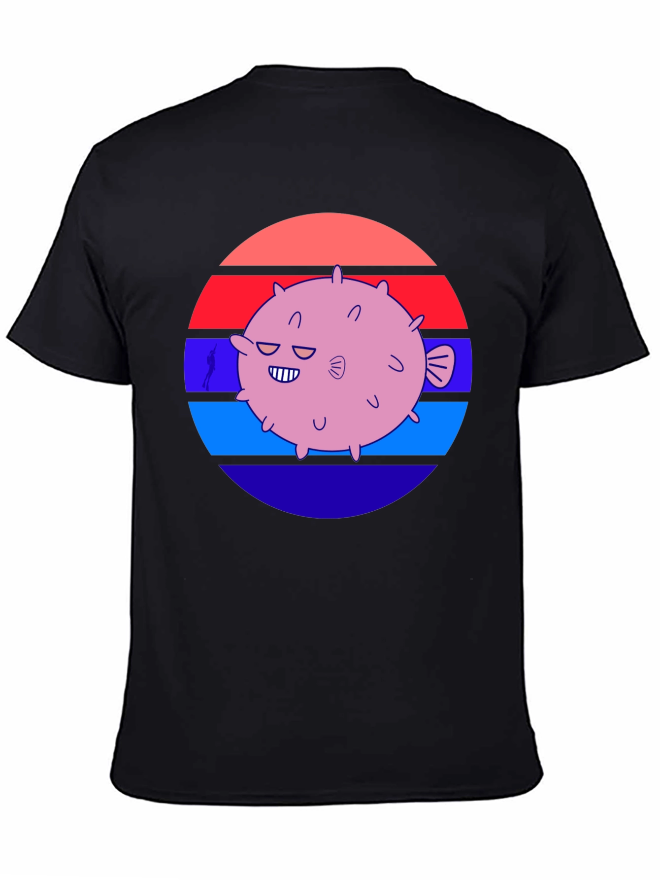 Black Puffer Fish Graphic Tee - Retro Style view 4