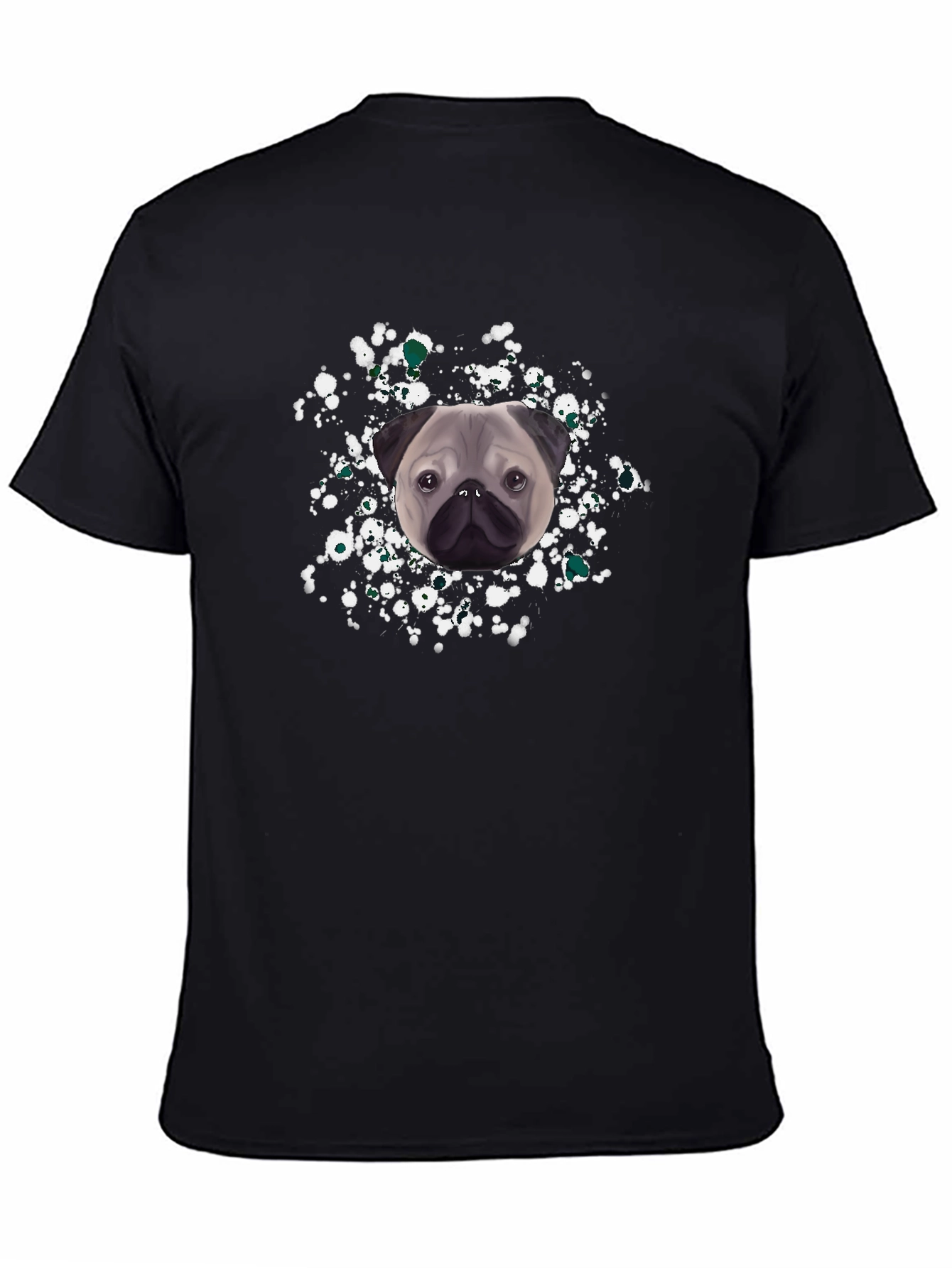 Black Pug Splash Graphic Tee - Black Cotton T-Shirt view 4