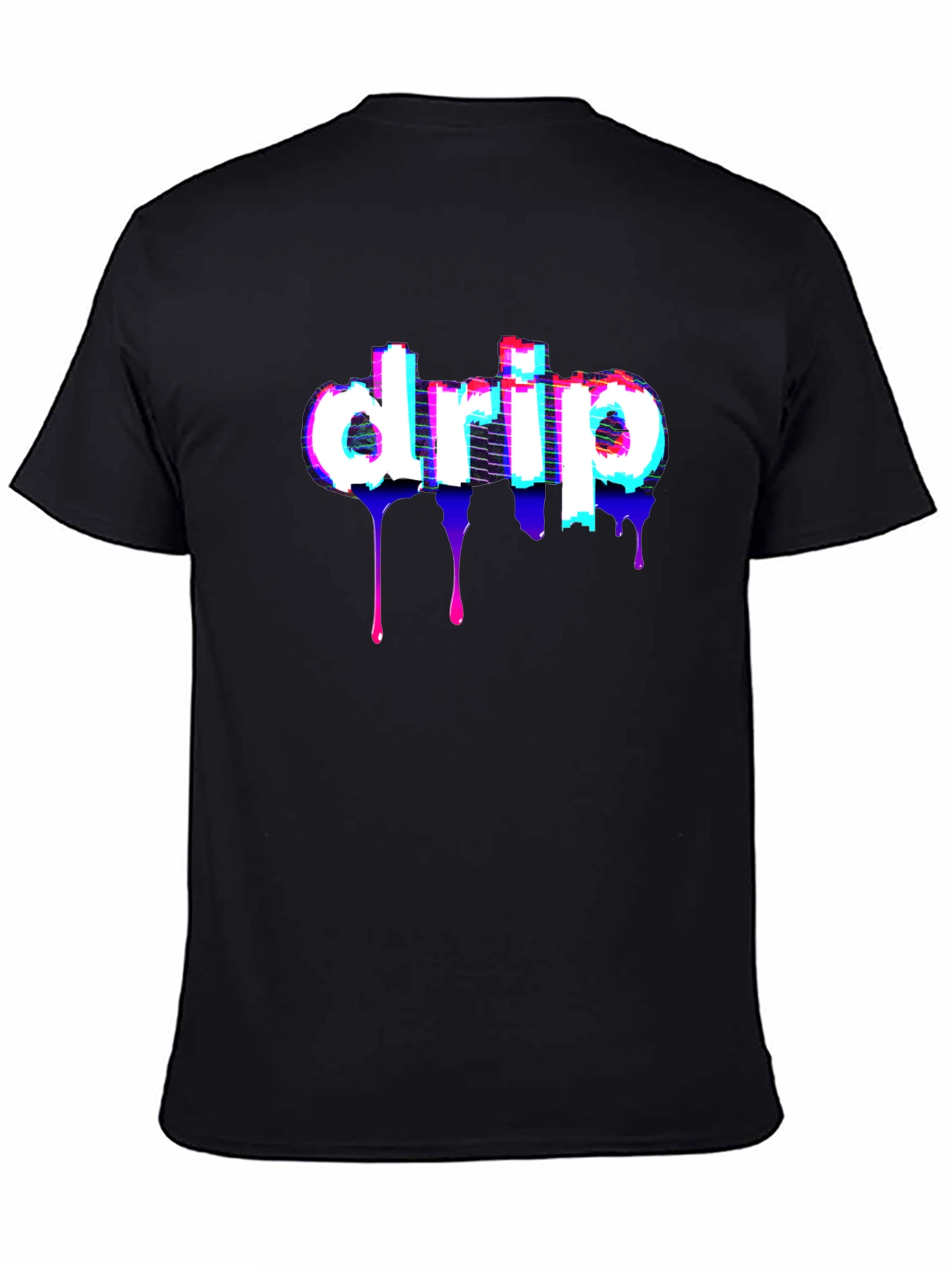 Black Drip Glitch T-Shirt - Stylish Black Tee view 4