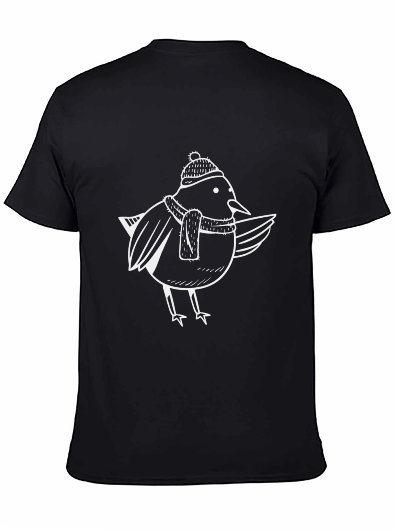 Black Winter Bird T-Shirt - Cute Holiday Tee view 4