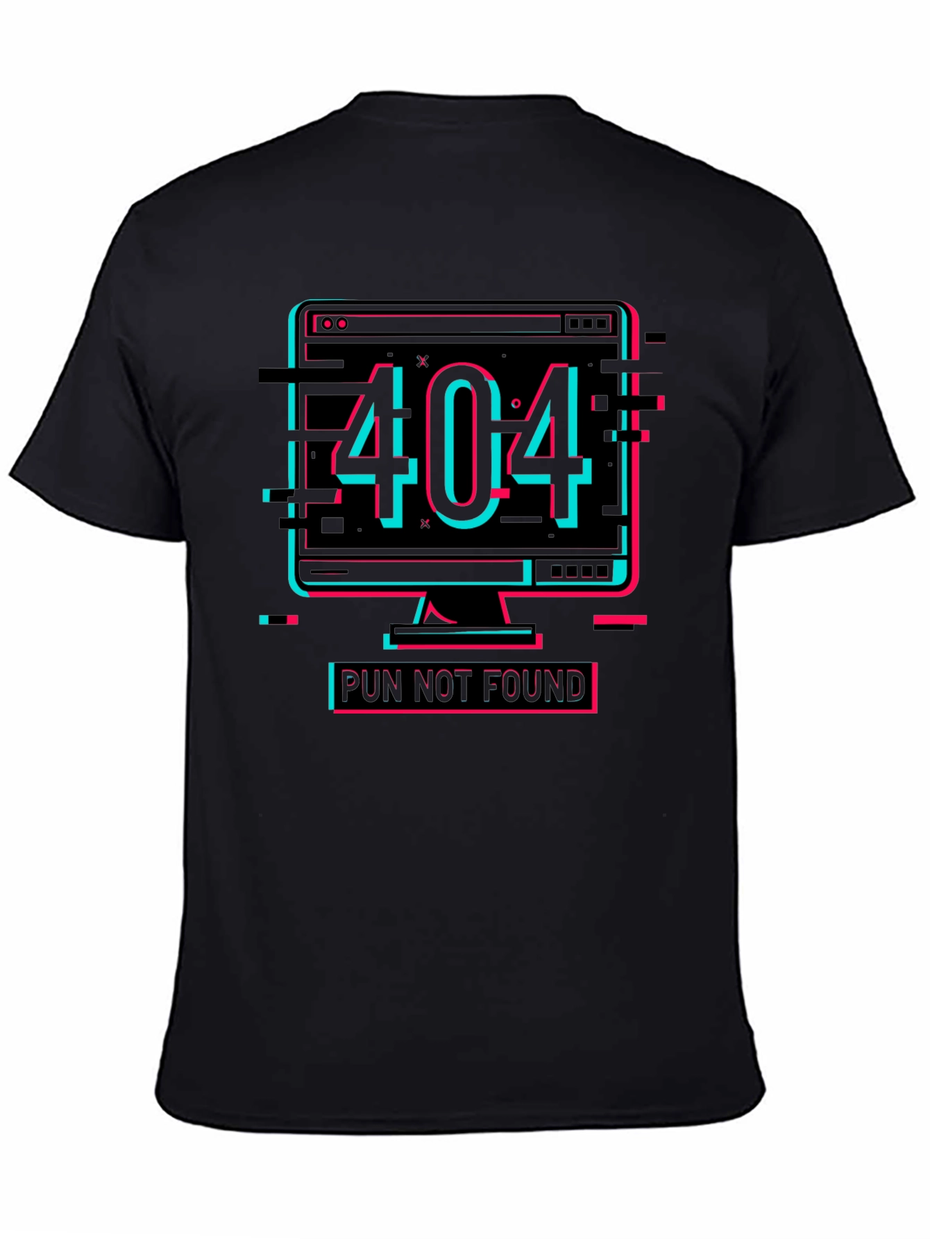 Black 404 Pun Not Found Graphic Tee - Humor Shirt view 4