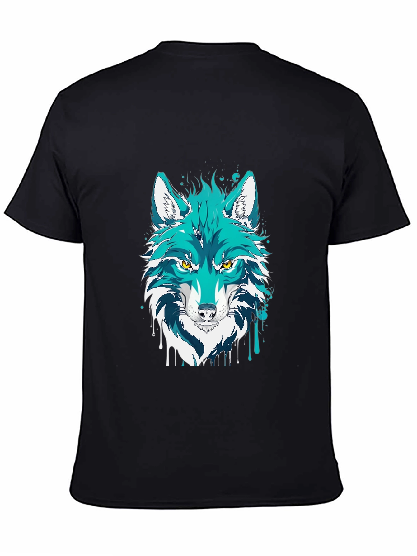Black Wolf Graphic Print Black T-Shirt view 4