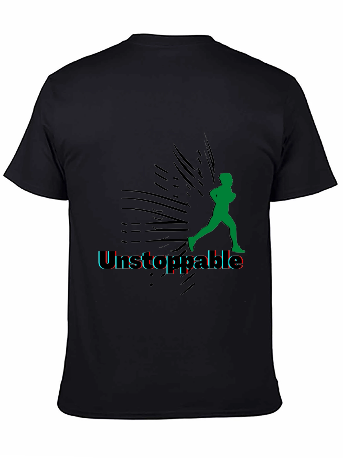 Black Unstoppable Running Graphic Black Tee view 4