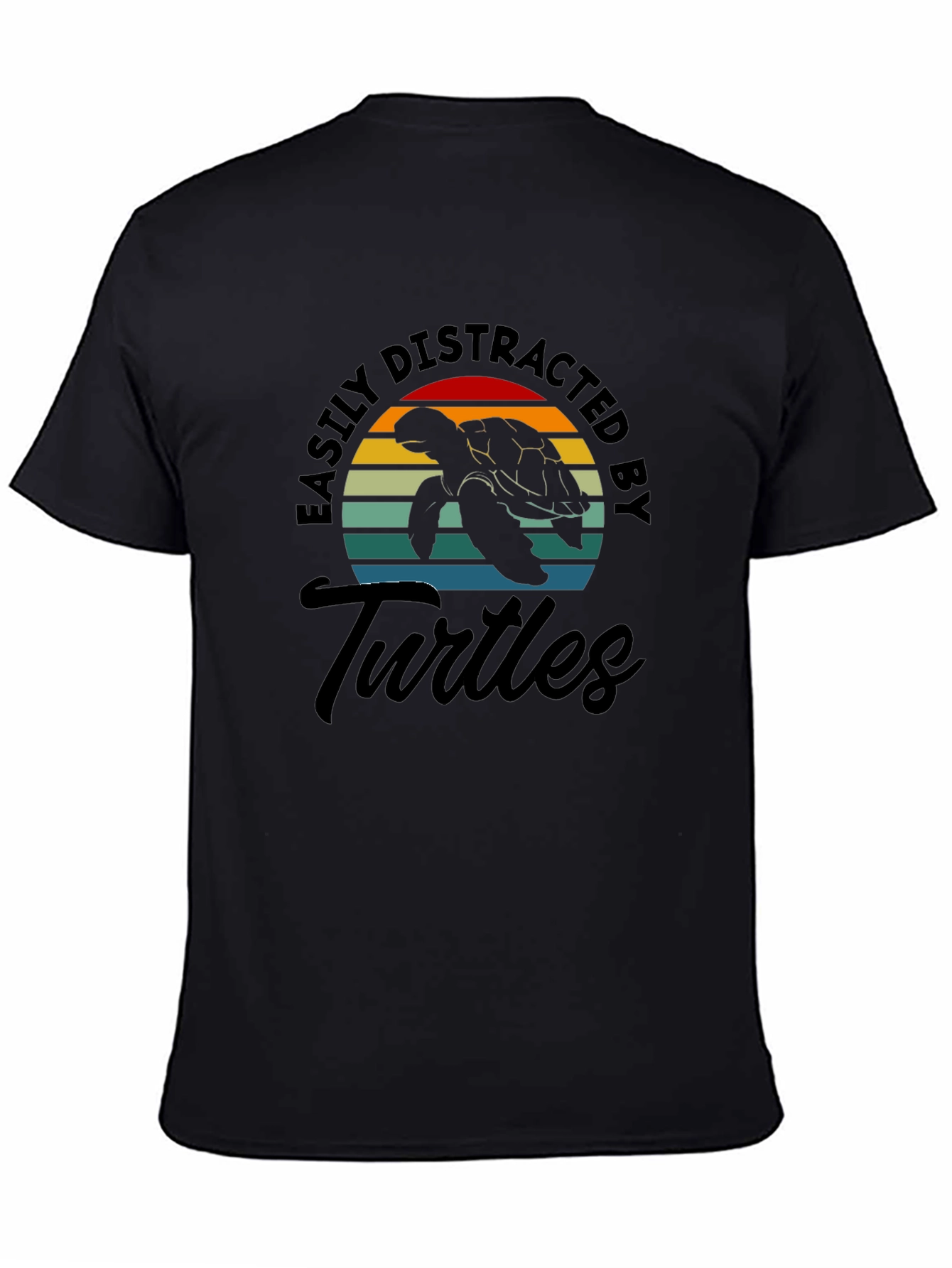 Black Easily Distracted by Turtles Graphic T-Shirt view 4