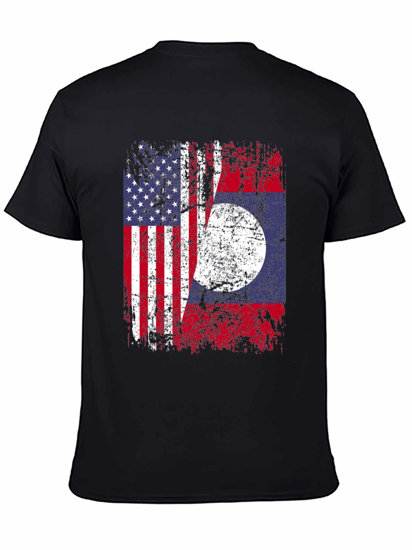 Black USA Laos Flag T-Shirt, Patriotic Tee view 4