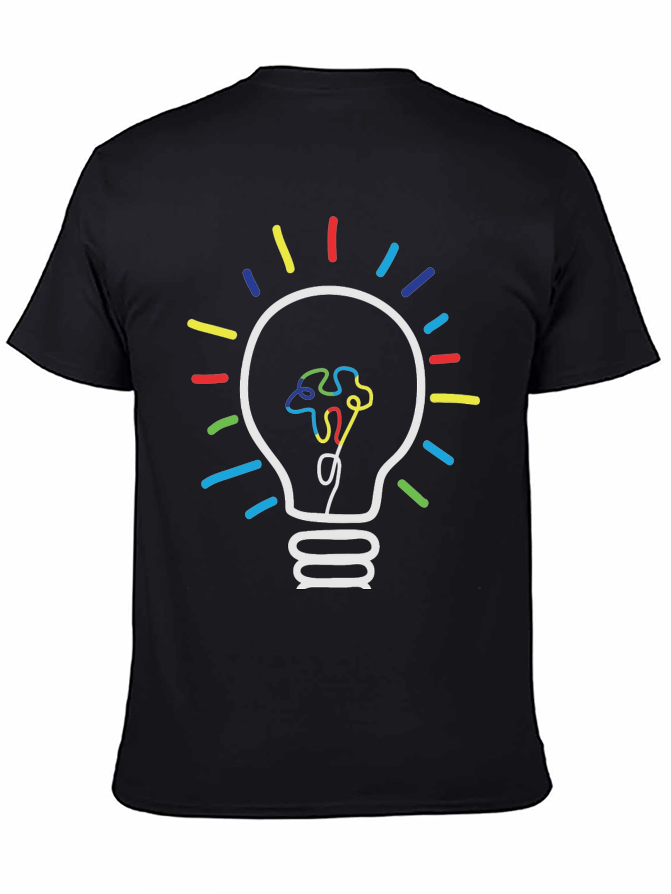 Black Autism Awareness Light Bulb Graphic Tee view 4