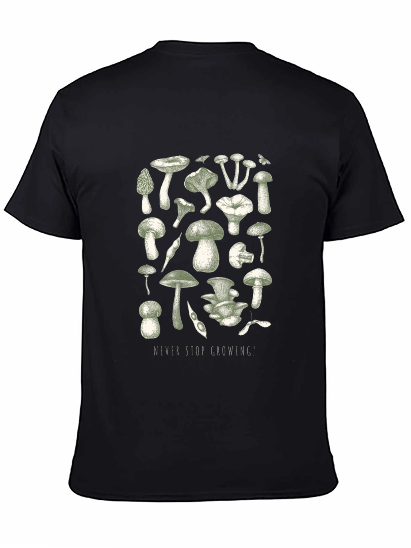 Black Mushroom Print Graphic Tee view 4