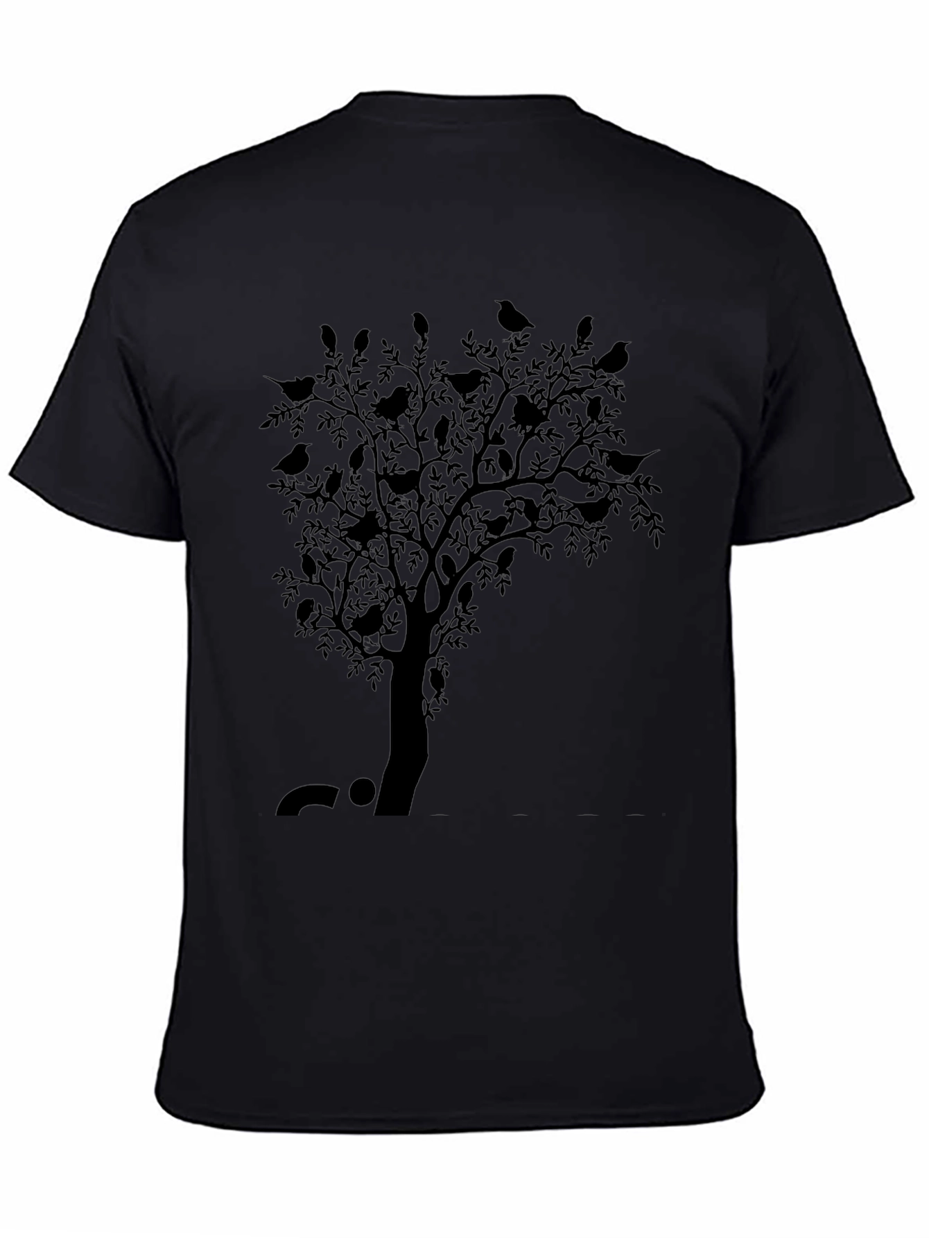 Black Men's Black Bird Tree Graphic Tee view 4