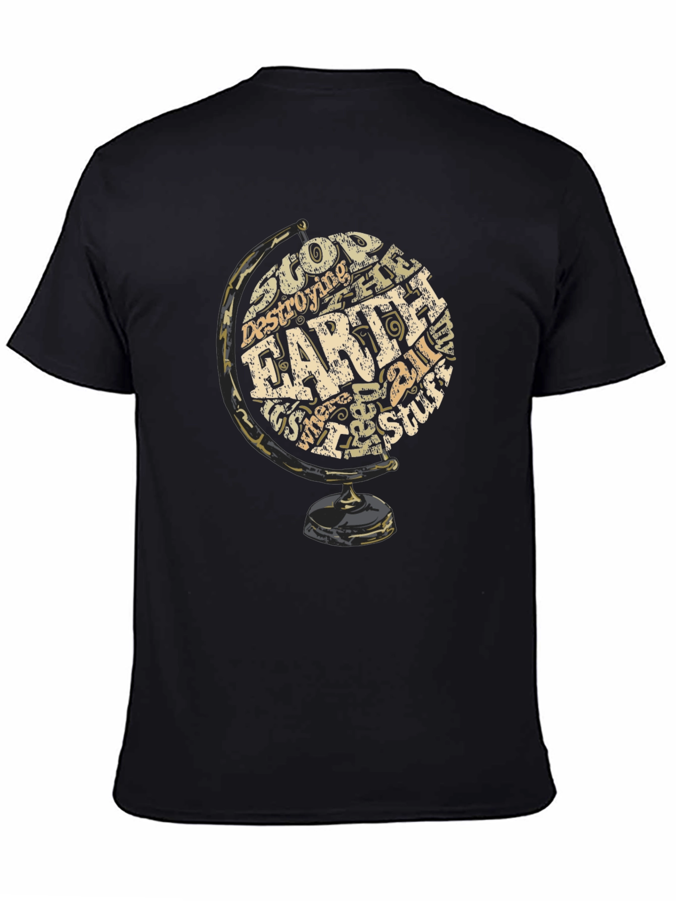 Earth Globe Graphic Print T-Shirt - 4