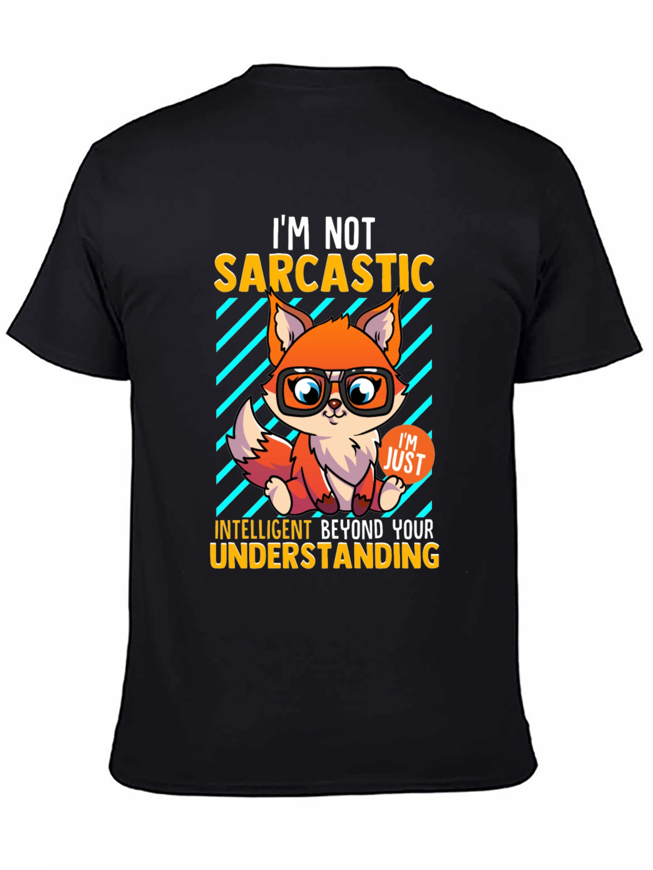 Black Sarcastic Fox Graphic Tee - Intelligent Humor view 4