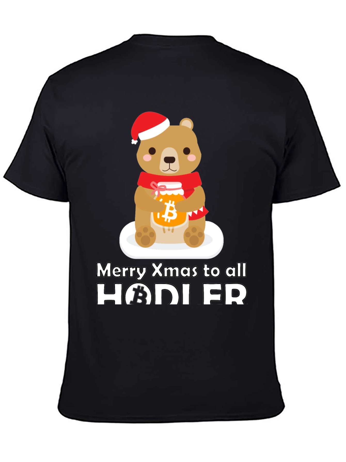 Black Crypto Christmas HODLER Bear T-Shirt view 4