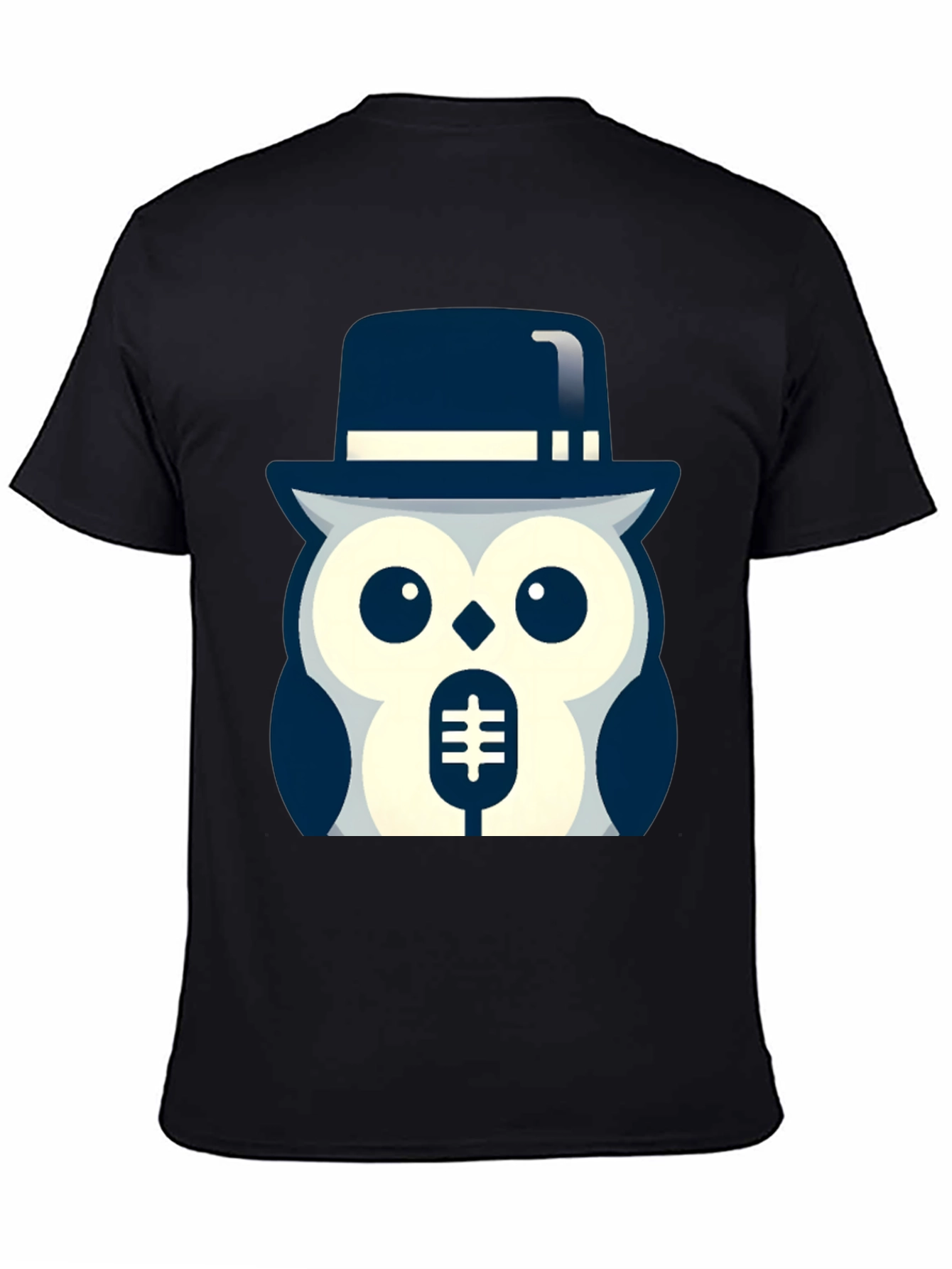 Black Owl in Hat Graphic T-Shirt - Black view 4
