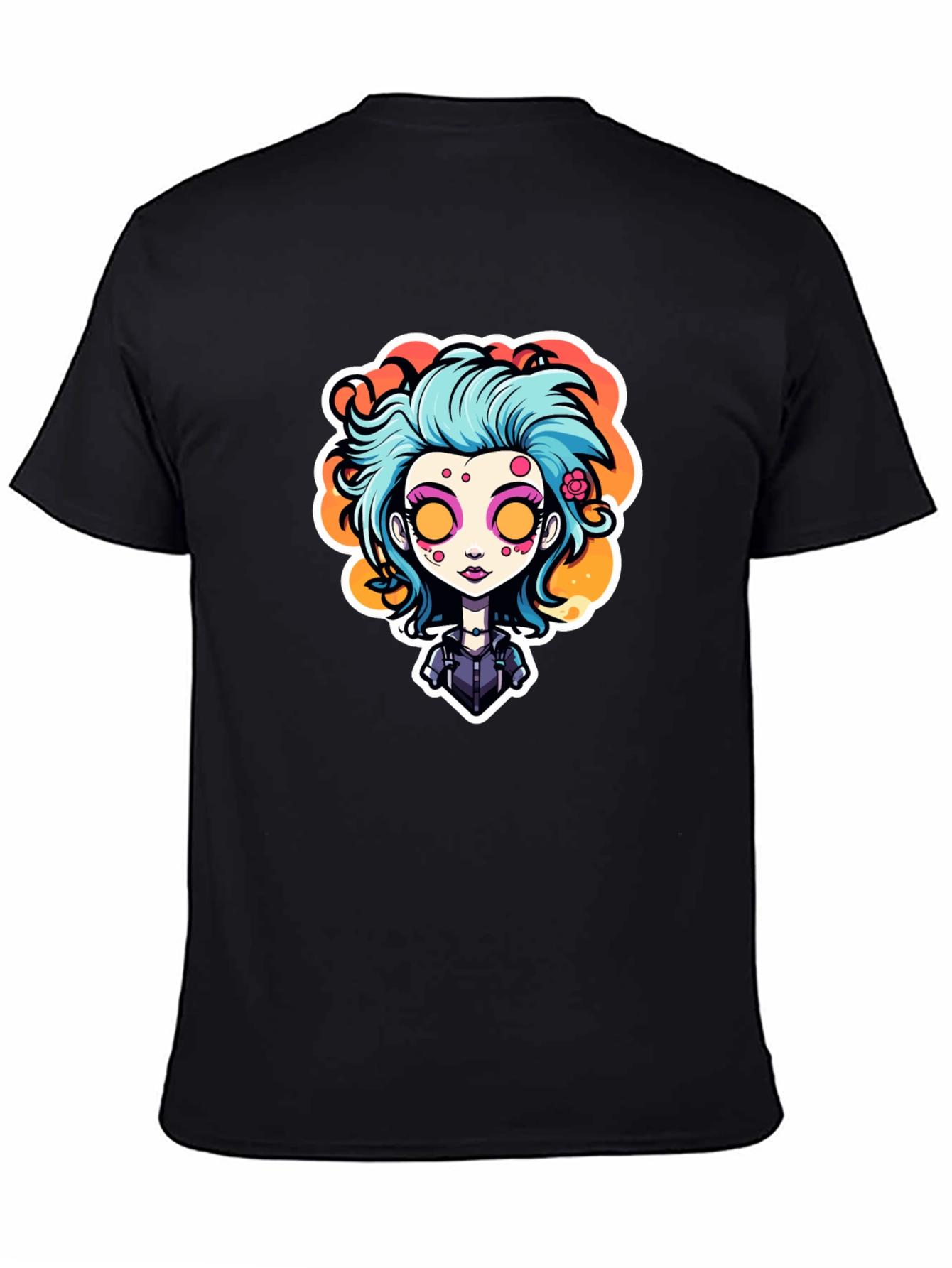 Black Cartoon Girl Graphic Tee - Unique Style view 4