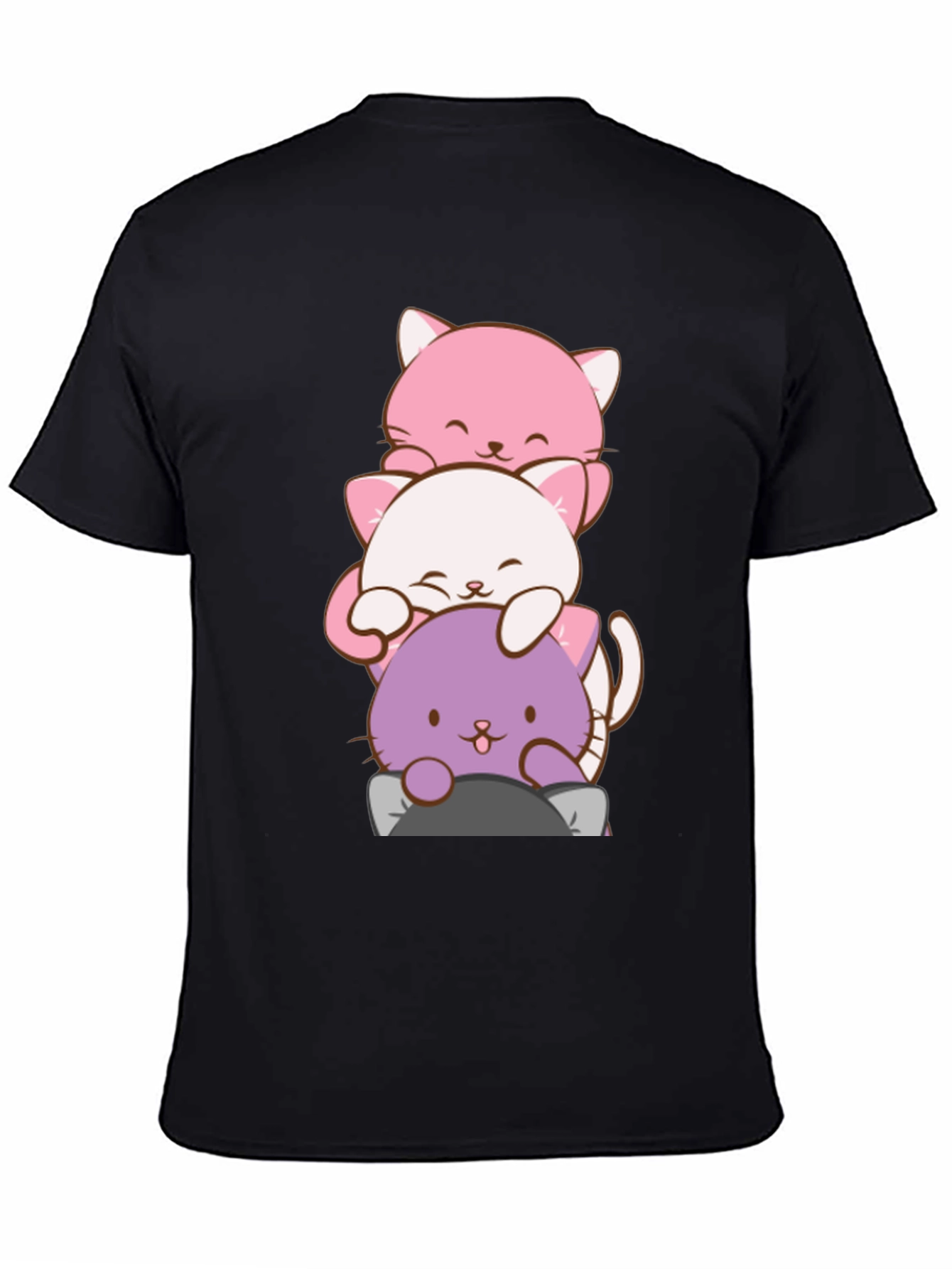 Cute Cat Stack T-Shirt - Kawaii Anime Style - 4
