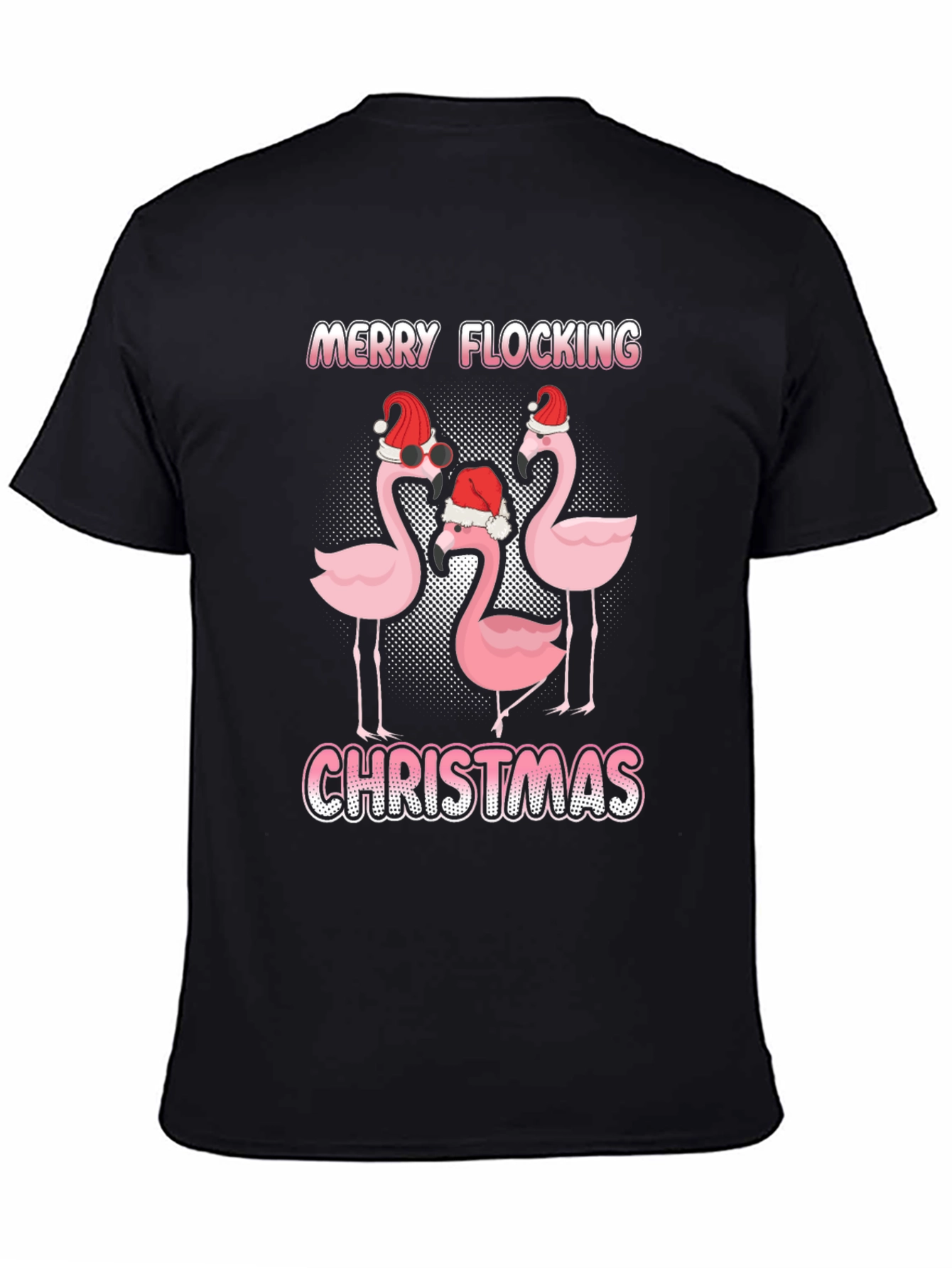 Black Merry Flocking Christmas Graphic Tee view 4