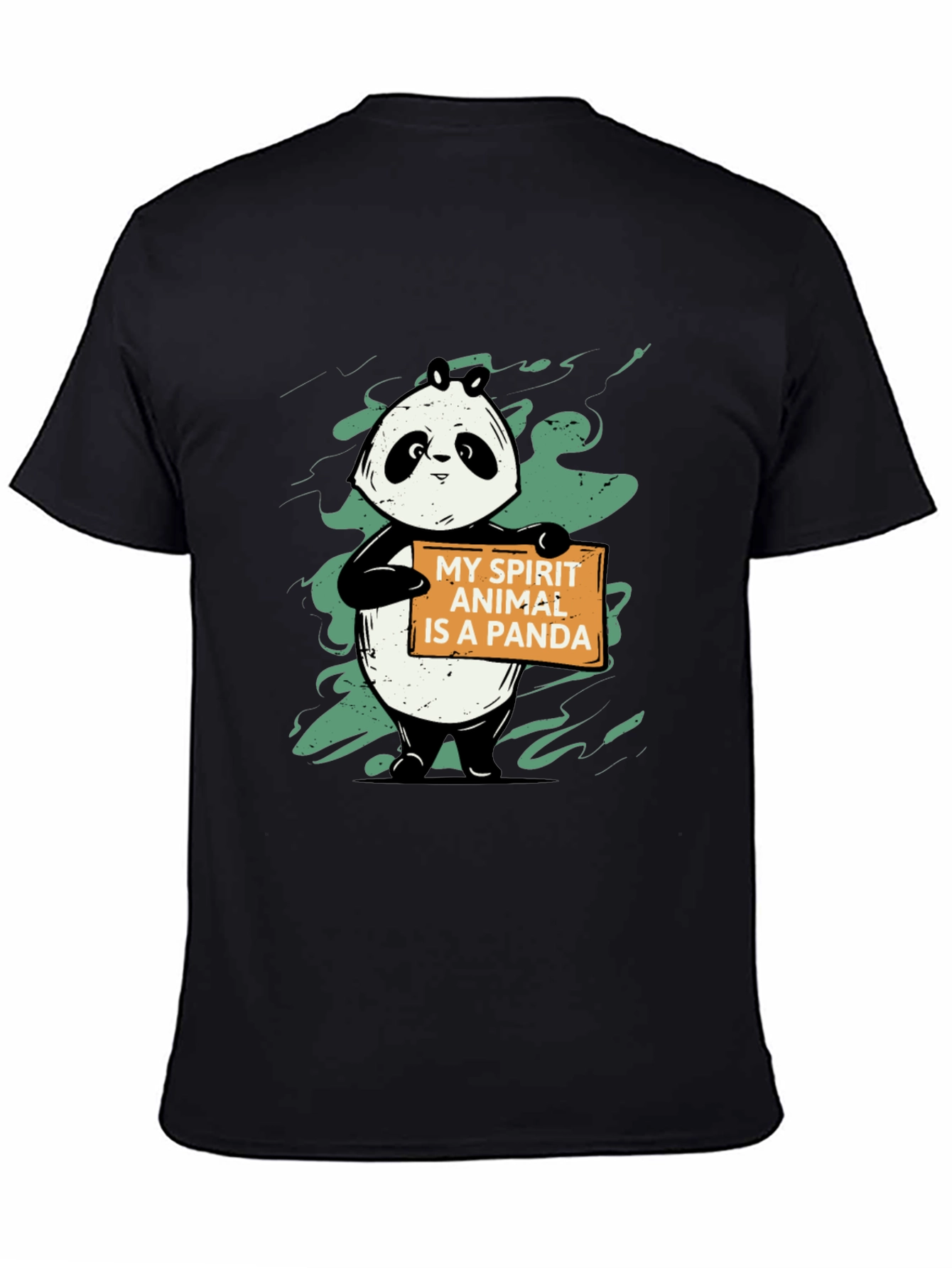 Black Panda Spirit Animal Graphic T-Shirt - Unisex Black Tee view 4