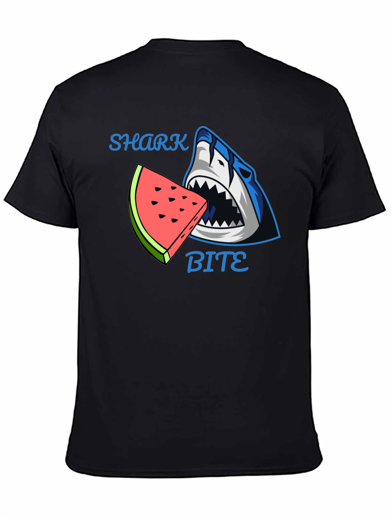 Black Shark Bite Watermelon Graphic Tee - Unique Design view 4