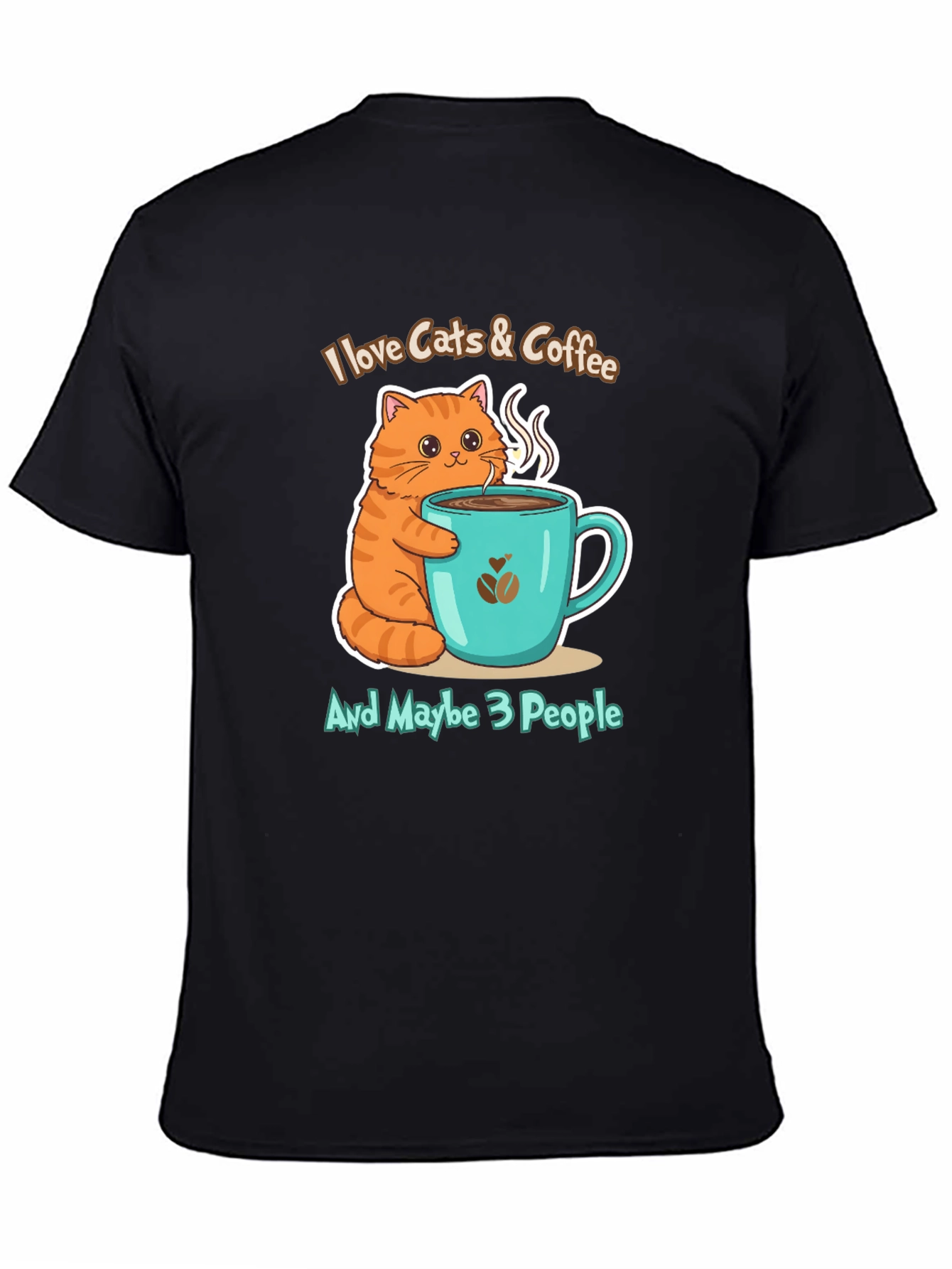 Black I Love Cats & Coffee T-Shirt view 4