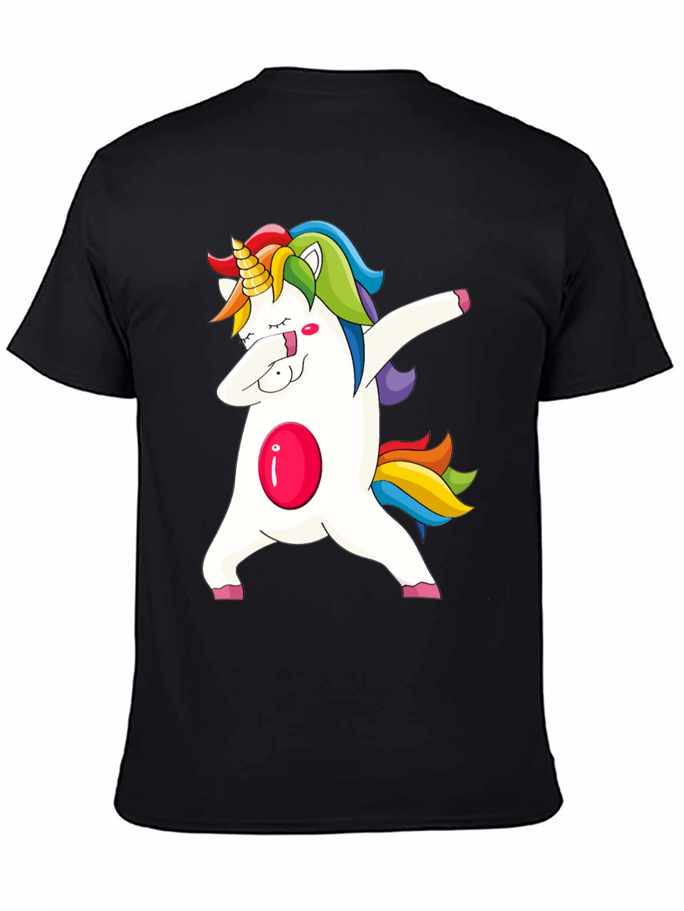 Black Unicorn Dabbing Graphic Tee - Fun & Stylish Black T-Shirt view 4