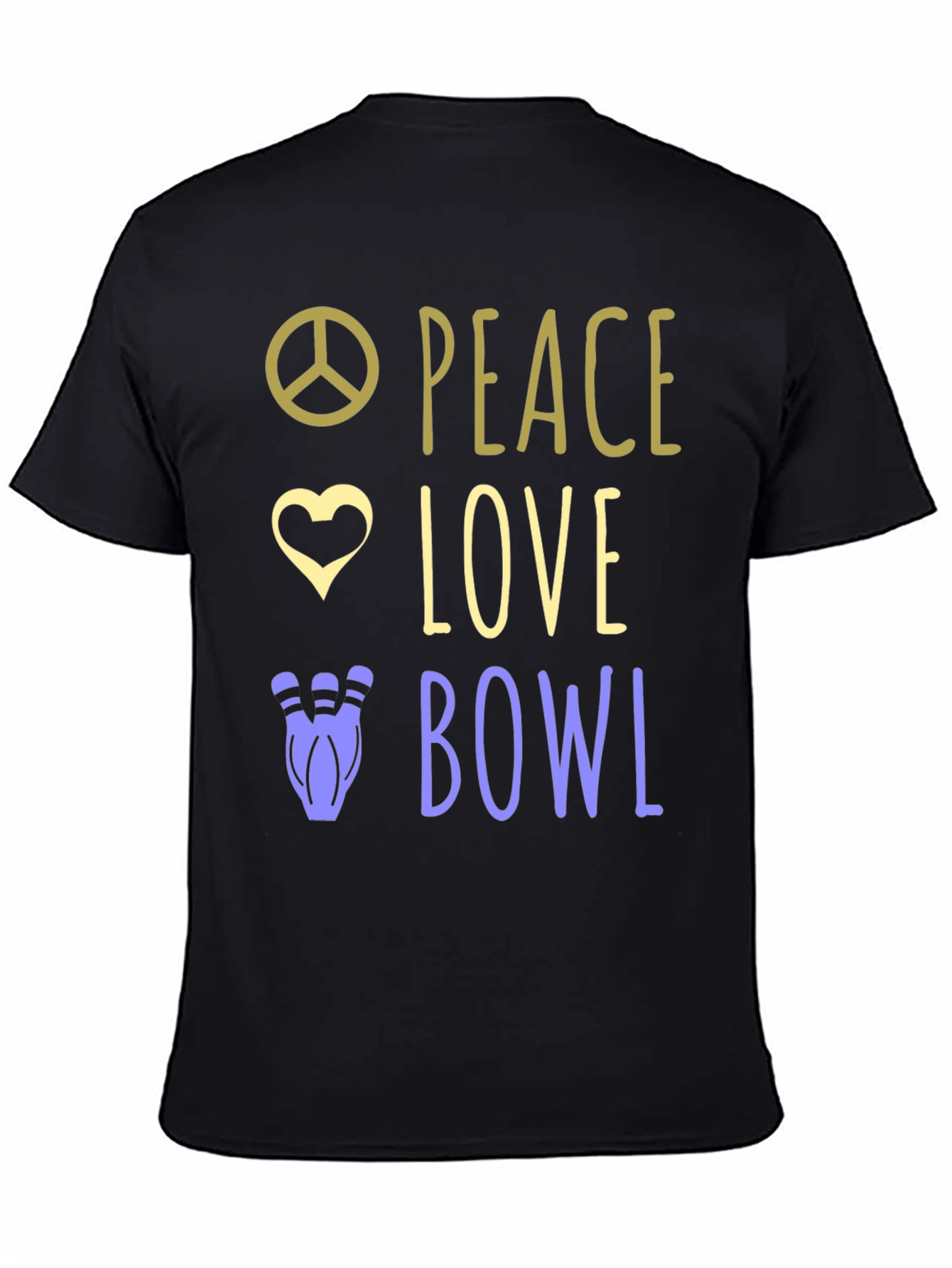 Black Peace Love Bowl T-Shirt Bowling Gift view 4