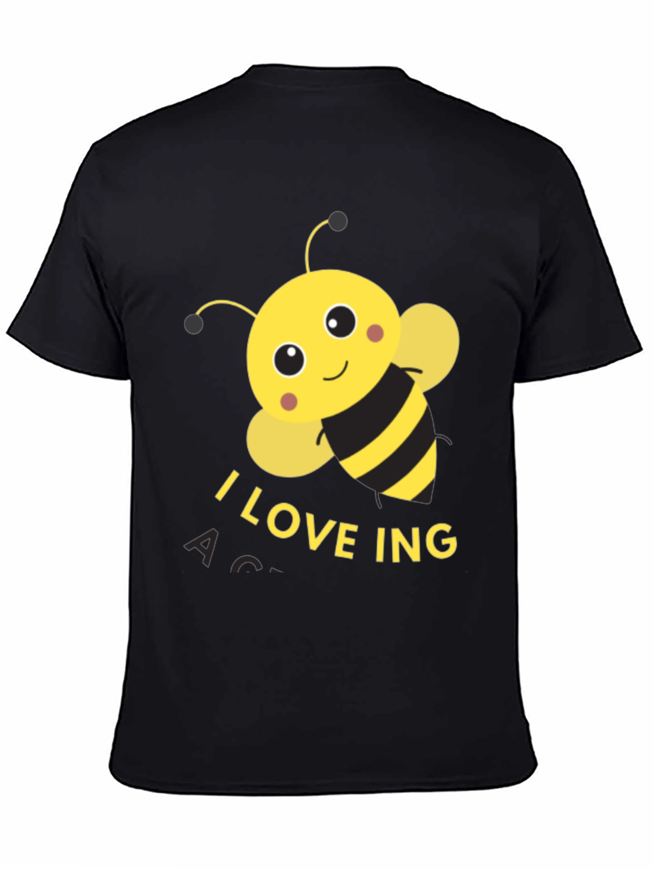 Black I Love Bee-ing Active Black T-Shirt view 4