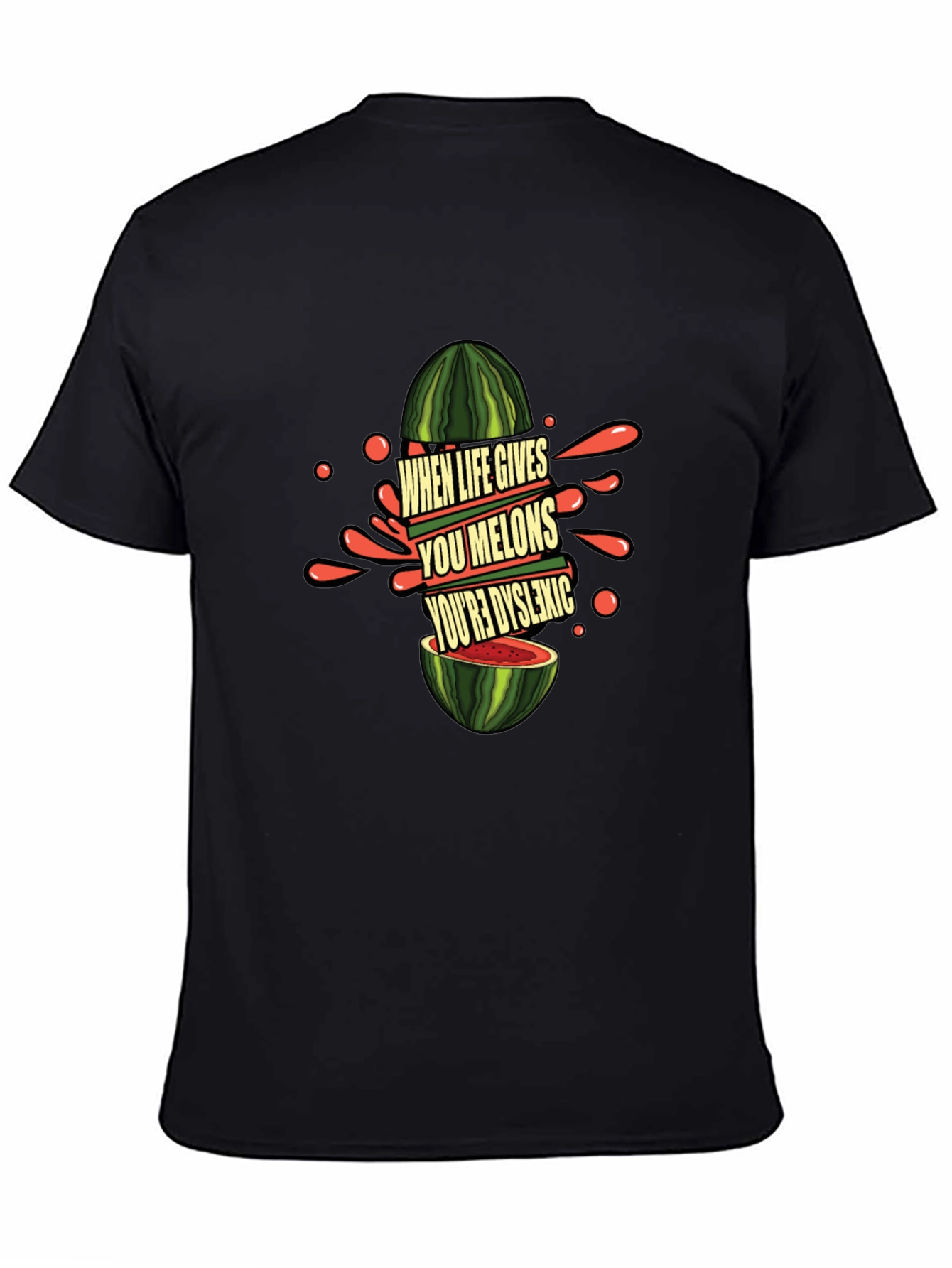 Black Funny Dyslexic Watermelon Graphic Tee view 4