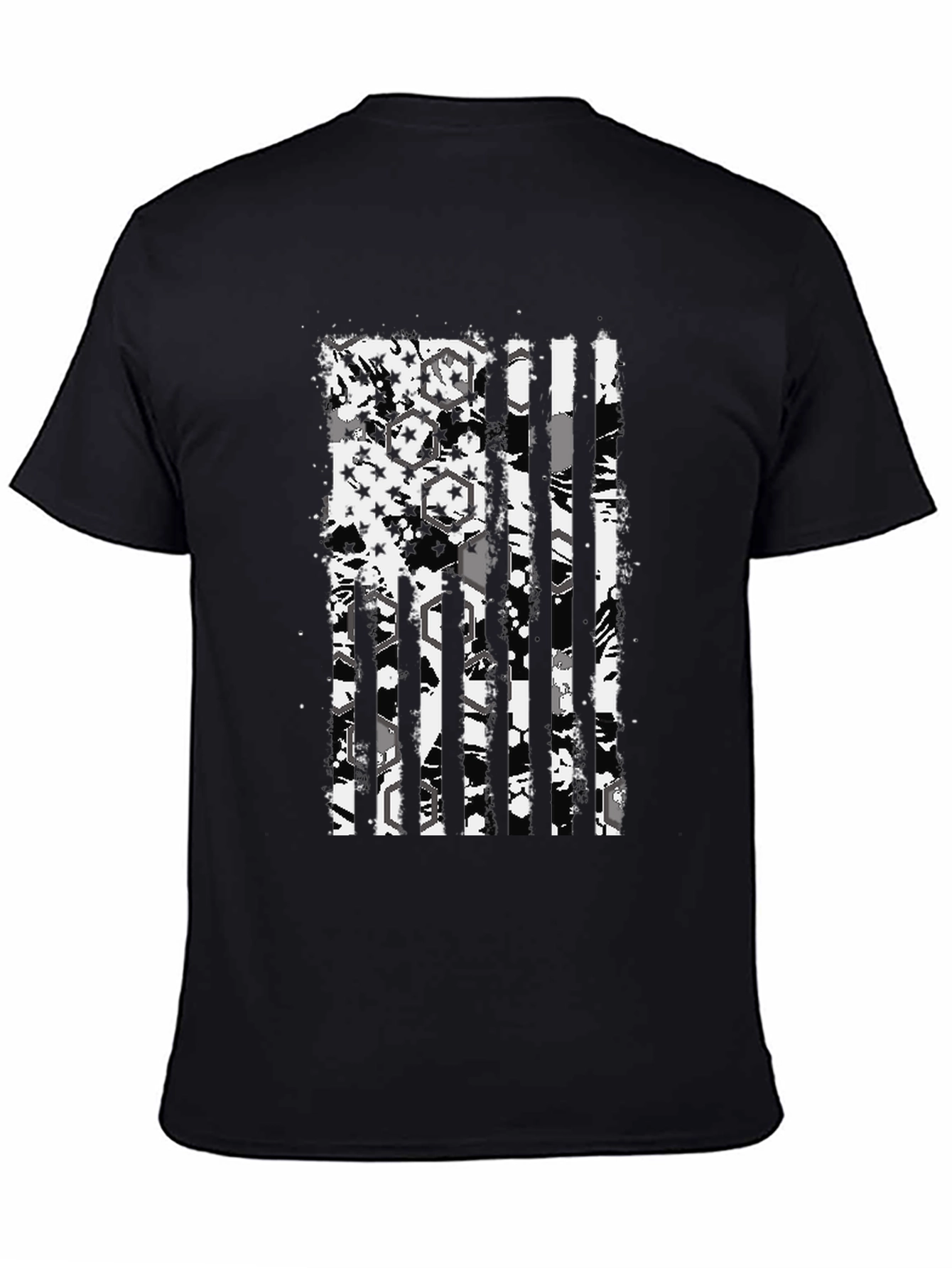 Black Distressed American Flag Graphic Tee - Black view 4